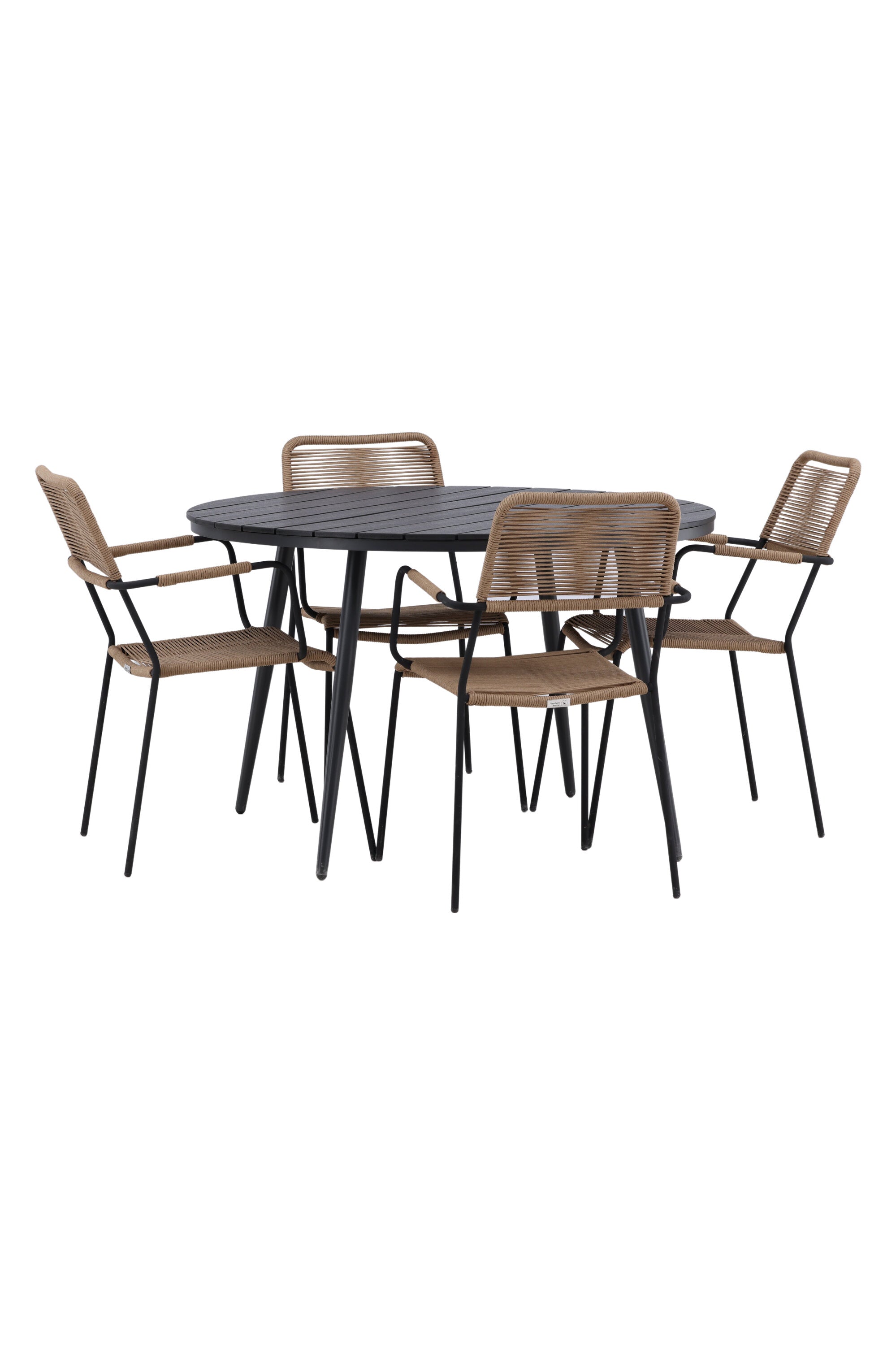 Break Outdoor-Tischset + Lindos Arm ⌀120cm/4St. in Schwarz / Schwarz präsentiert im Onlineshop von KAQTU Design AG. Gartentischset ist von Venture Home