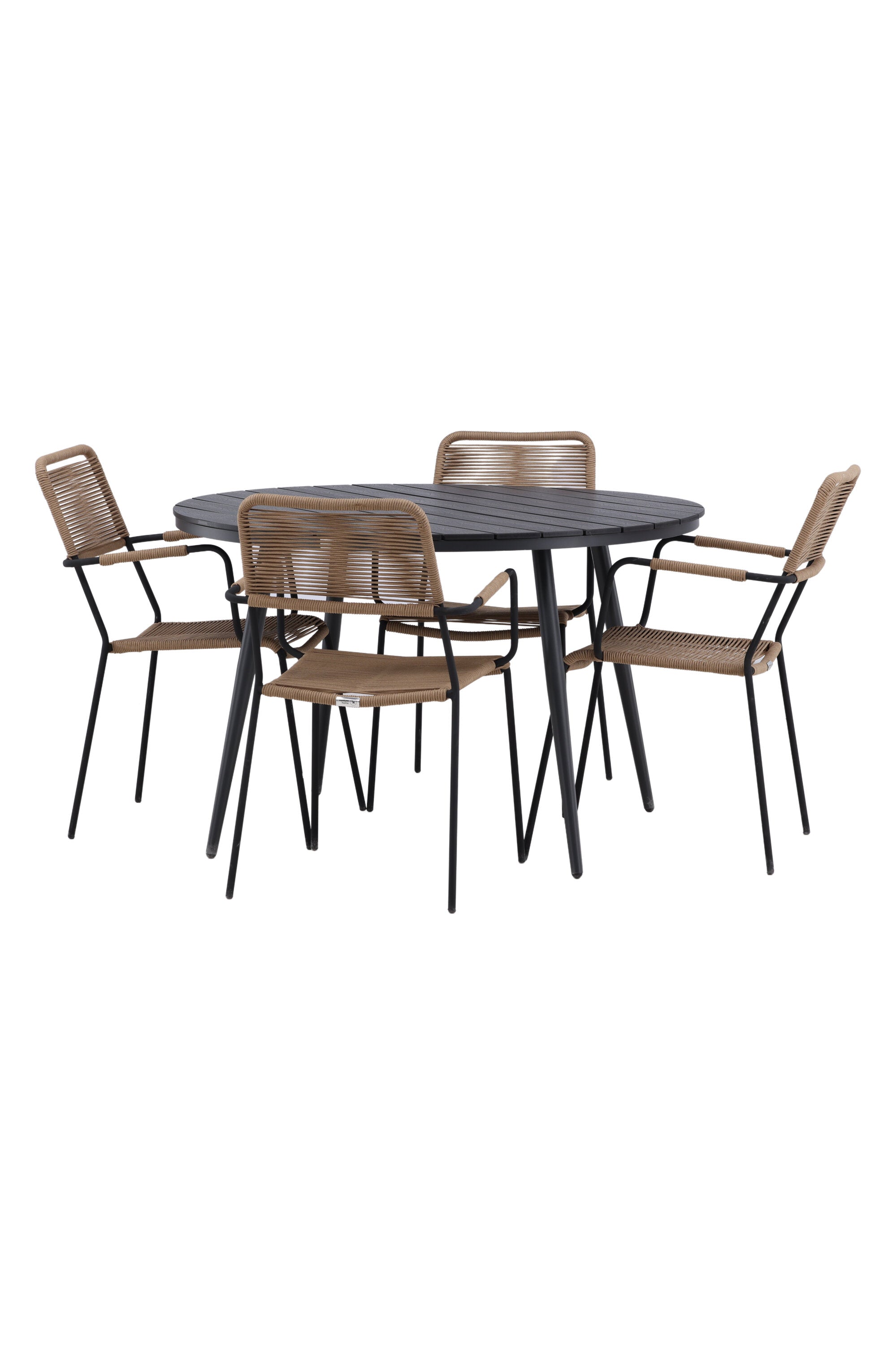 Break Outdoor-Tischset + Lindos Arm ⌀120cm/4St. in Schwarz / Schwarz präsentiert im Onlineshop von KAQTU Design AG. Gartentischset ist von Venture Home
