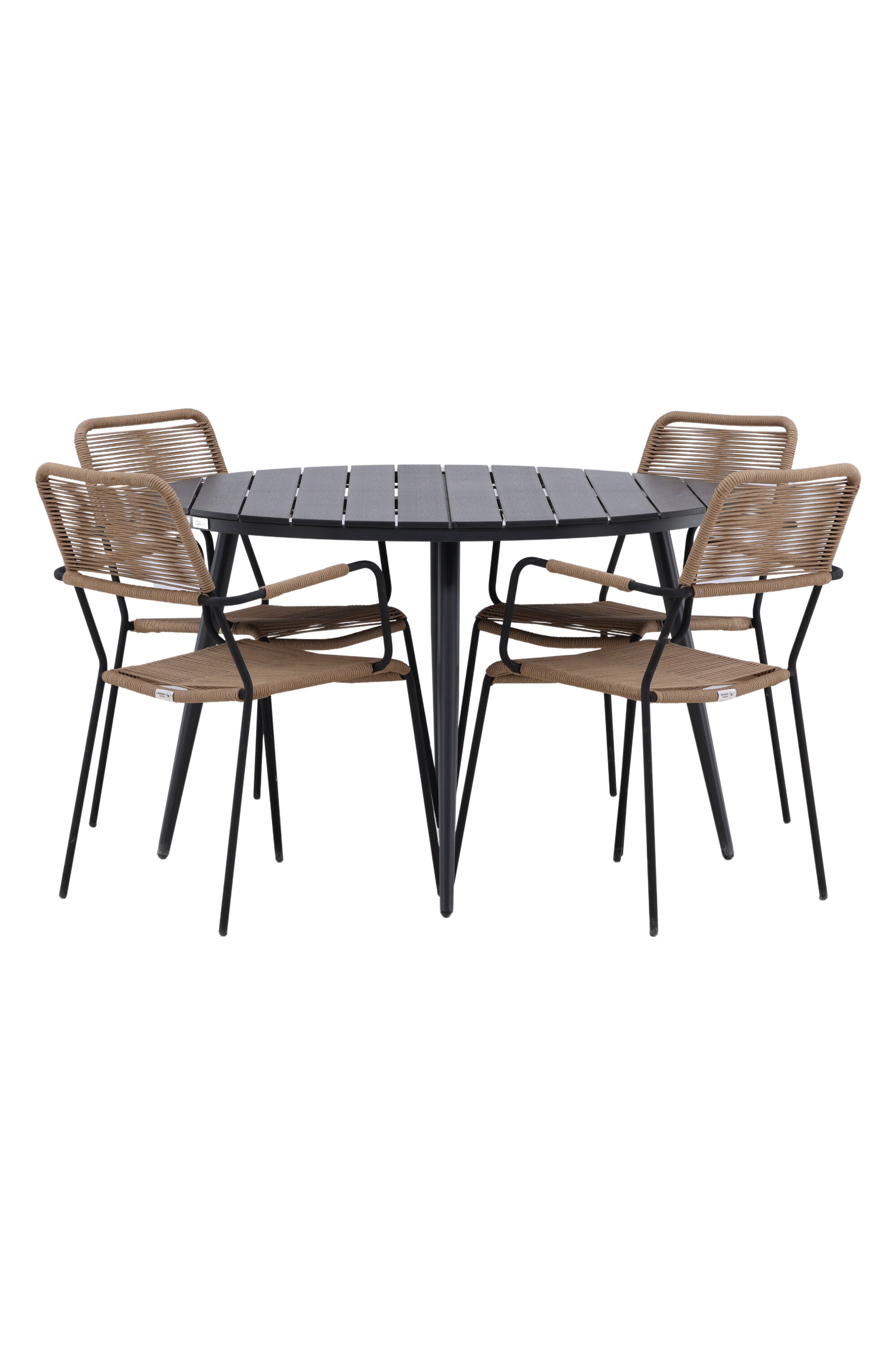 Break Outdoor-Tischset + Lindos Arm ⌀120cm/4St. in Schwarz / Schwarz präsentiert im Onlineshop von KAQTU Design AG. Gartentischset ist von Venture Home