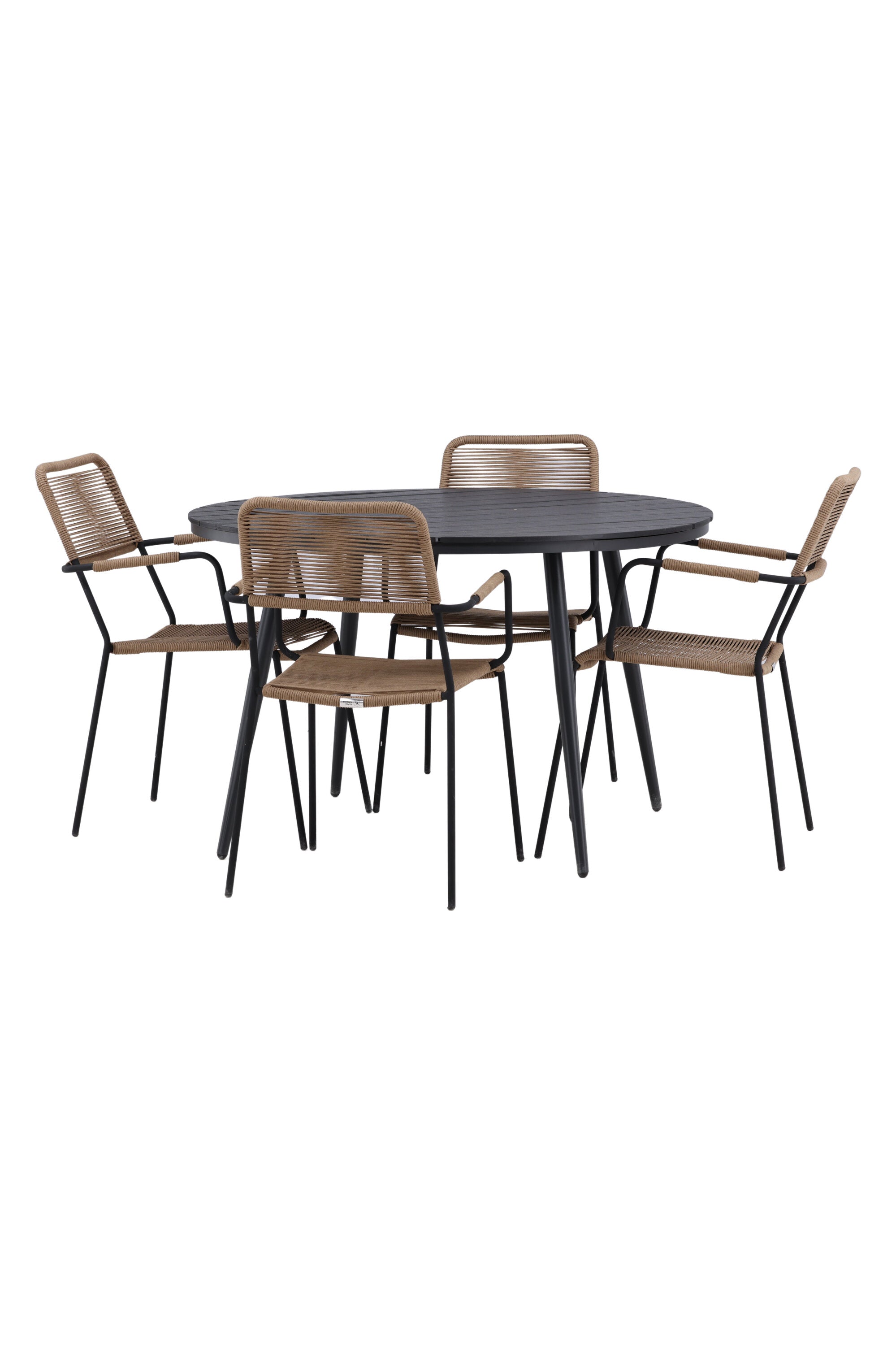 Break Outdoor-Tischset + Lindos Arm ⌀120cm/4St. in Schwarz / Schwarz präsentiert im Onlineshop von KAQTU Design AG. Gartentischset ist von Venture Home