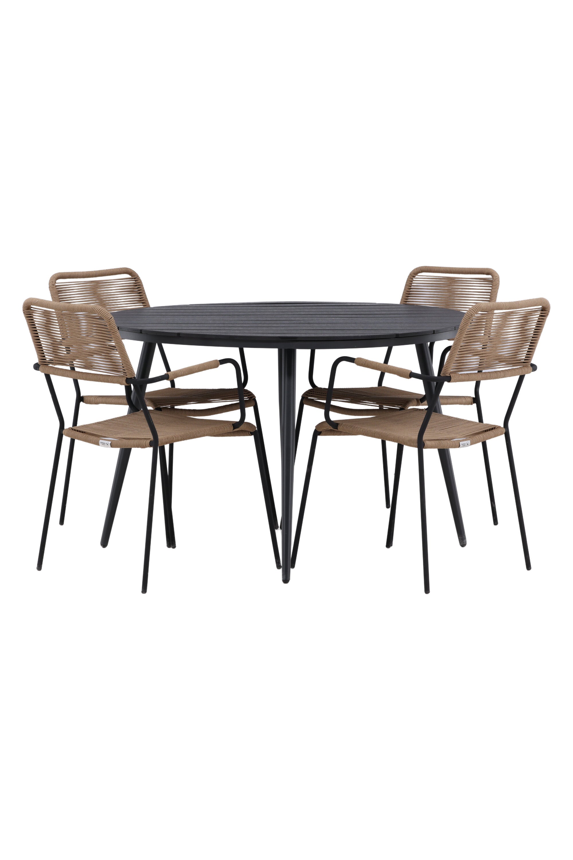 Break Outdoor-Tischset + Lindos Arm ⌀120cm/4St. in Schwarz / Schwarz präsentiert im Onlineshop von KAQTU Design AG. Gartentischset ist von Venture Home