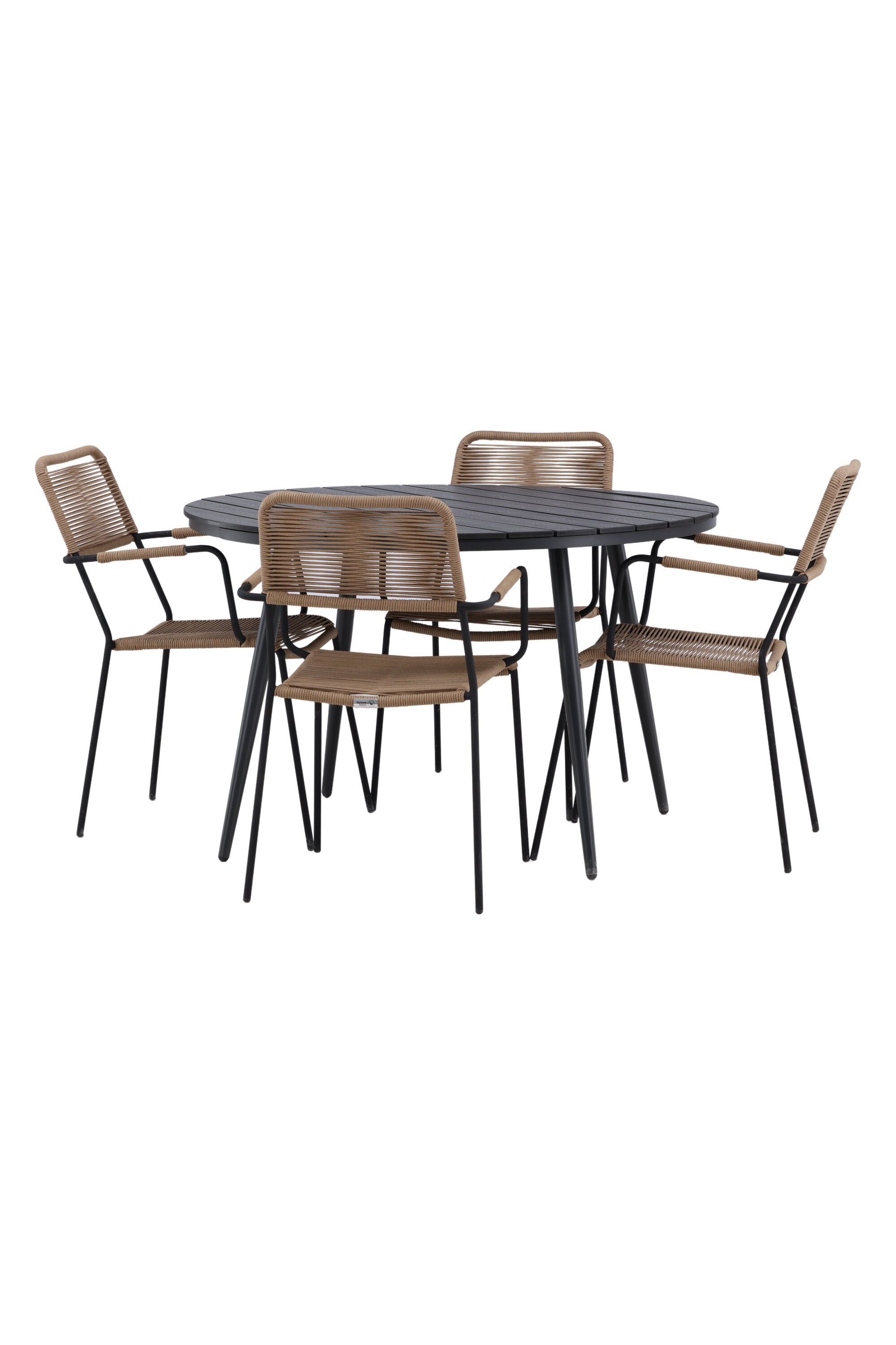 Break Outdoor-Tischset + Lindos Arm ⌀120cm/4St. in Schwarz / Schwarz präsentiert im Onlineshop von KAQTU Design AG. Gartentischset ist von Venture Home
