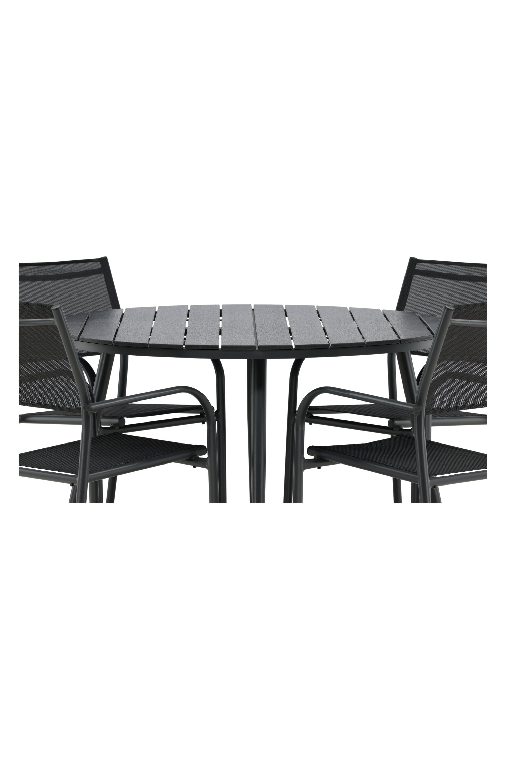 Break Outdoor-Tischset + Santorini ⌀120cm/4St. in Schwarz präsentiert im Onlineshop von KAQTU Design AG. Gartentischset ist von Venture Home