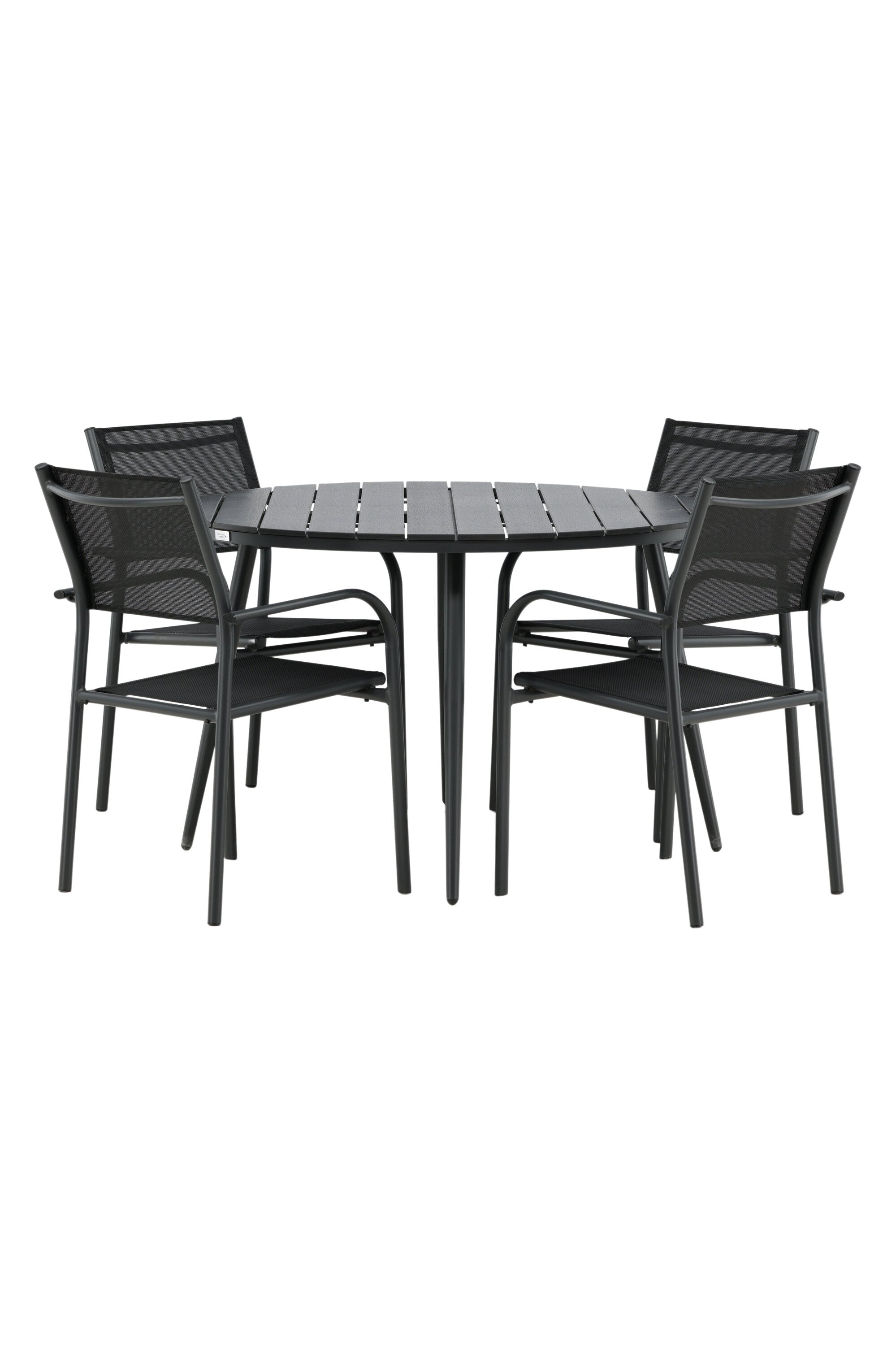 Break Outdoor-Tischset + Santorini ⌀120cm/4St. in Schwarz präsentiert im Onlineshop von KAQTU Design AG. Gartentischset ist von Venture Home