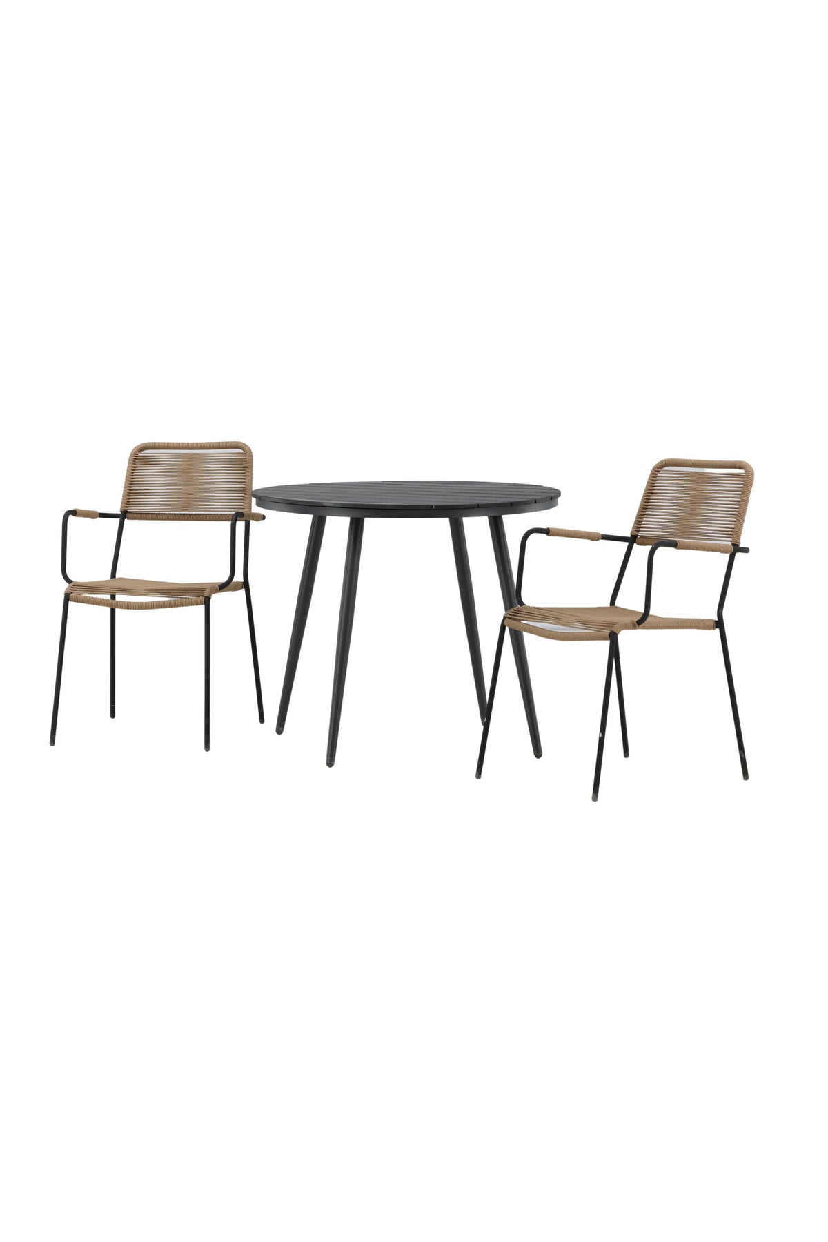 Break Outdoor-Tischset + Lindos Arm ⌀90cm/2St. in Schwarz / Latte präsentiert im Onlineshop von KAQTU Design AG. Gartentischset ist von Venture Home