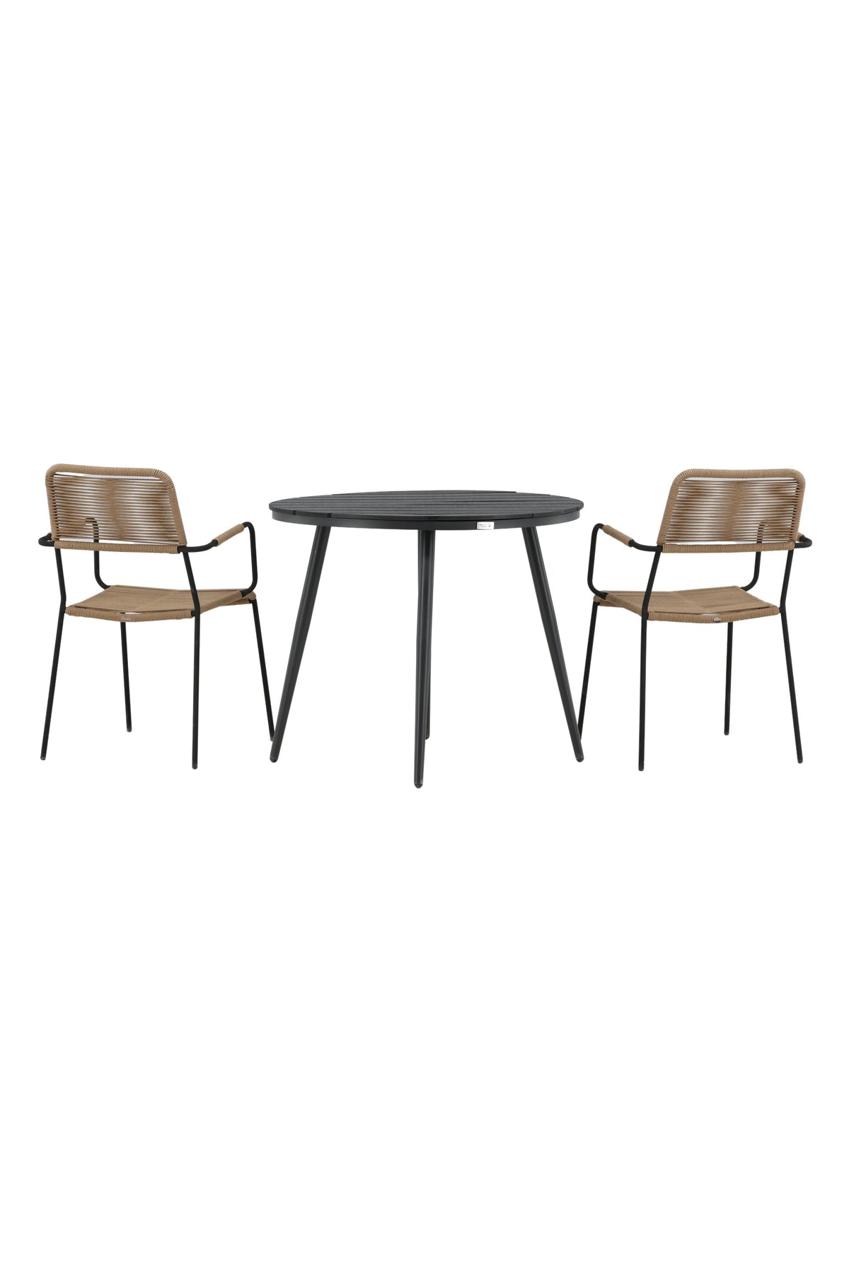 Break Outdoor-Tischset + Lindos Arm ⌀90cm/2St. in Schwarz / Latte präsentiert im Onlineshop von KAQTU Design AG. Gartentischset ist von Venture Home