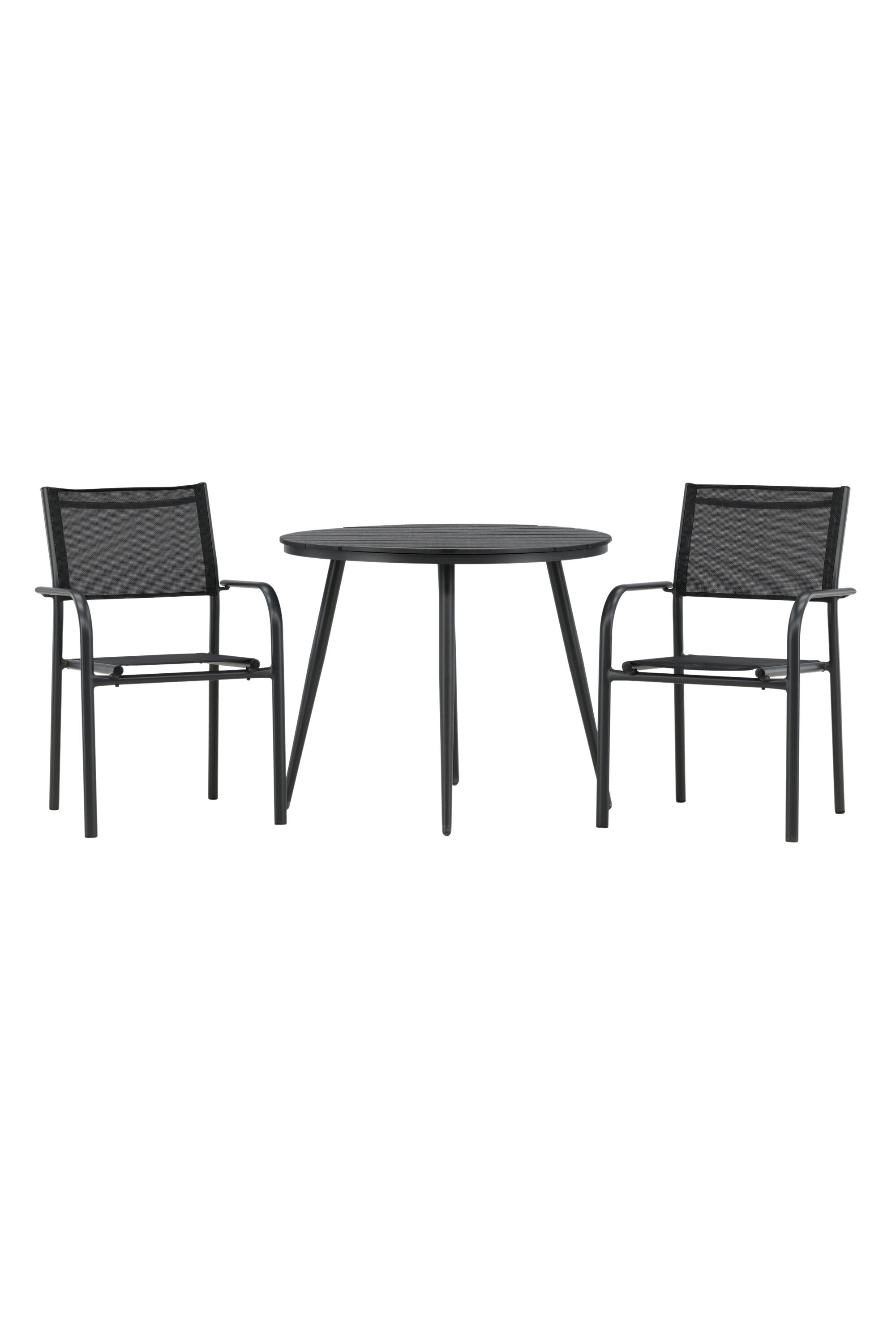 Break Outdoor-Tischset + Santorini ⌀90cm/2St. in Schwarz präsentiert im Onlineshop von KAQTU Design AG. Gartentischset ist von Venture Home