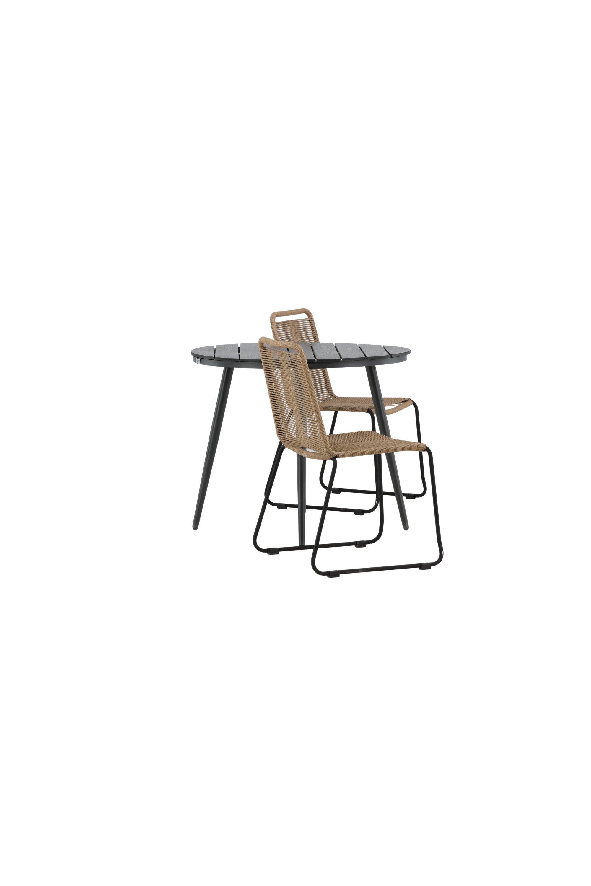 Break Outdoor-Tischset + Lindos Stack ⌀90cm/2St. in Schwarz / Latte präsentiert im Onlineshop von KAQTU Design AG. Gartentischset ist von Venture Home