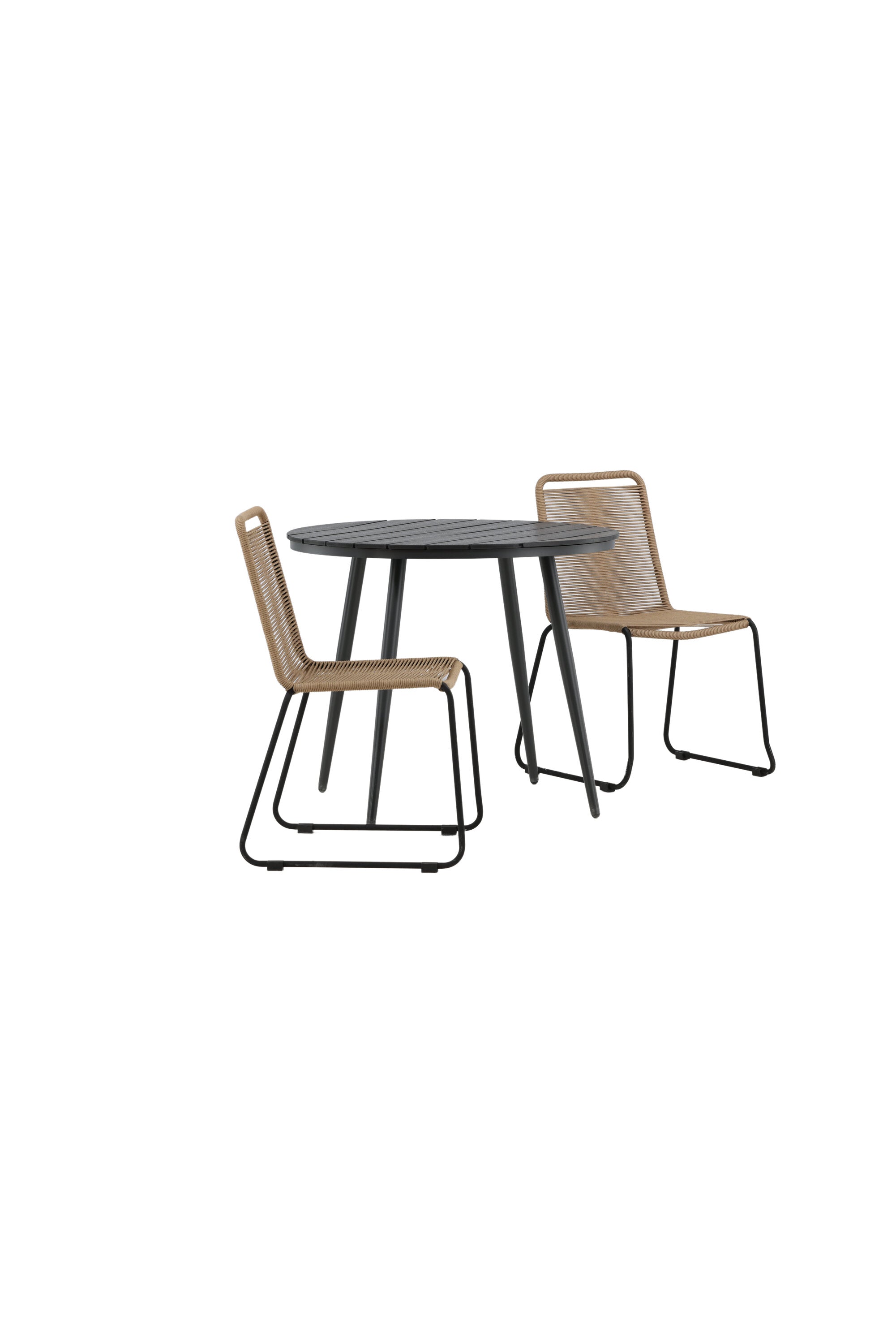 Break Outdoor-Tischset + Lindos Stack ⌀90cm/2St. in Schwarz / Latte präsentiert im Onlineshop von KAQTU Design AG. Gartentischset ist von Venture Home