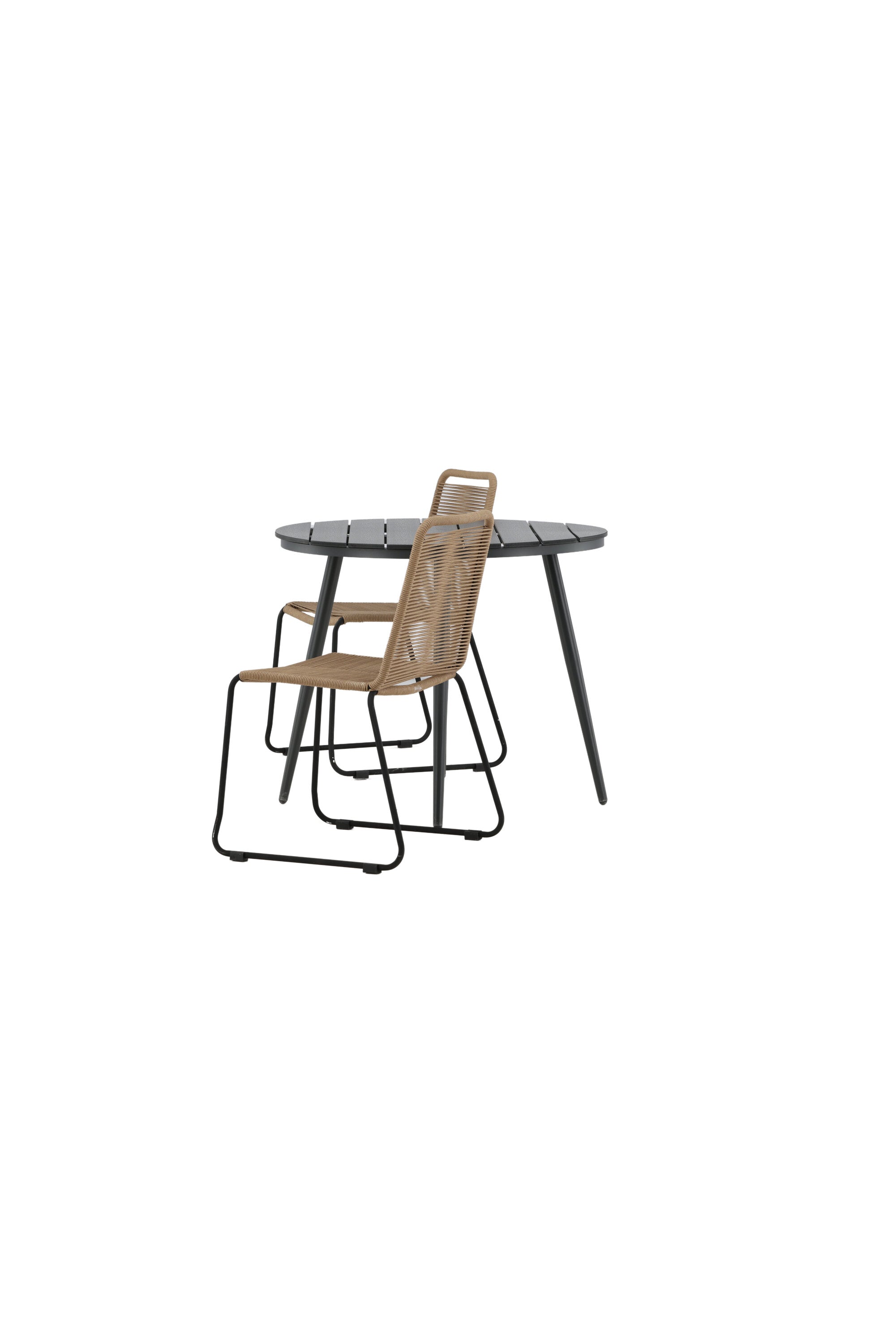 Break Outdoor-Tischset + Lindos Stack ⌀90cm/2St. in Schwarz / Latte präsentiert im Onlineshop von KAQTU Design AG. Gartentischset ist von Venture Home