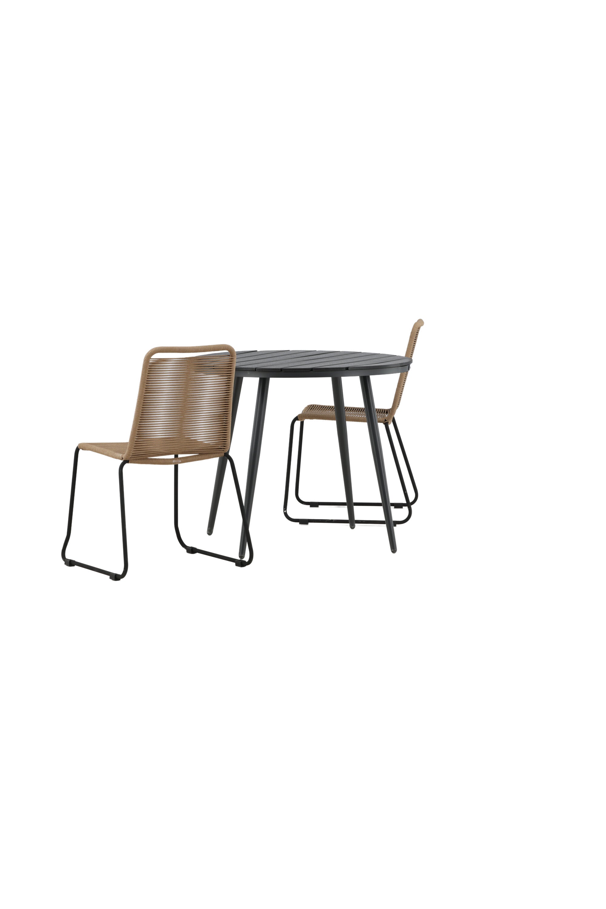 Break Outdoor-Tischset + Lindos Stack ⌀90cm/2St. in Schwarz / Latte präsentiert im Onlineshop von KAQTU Design AG. Gartentischset ist von Venture Home