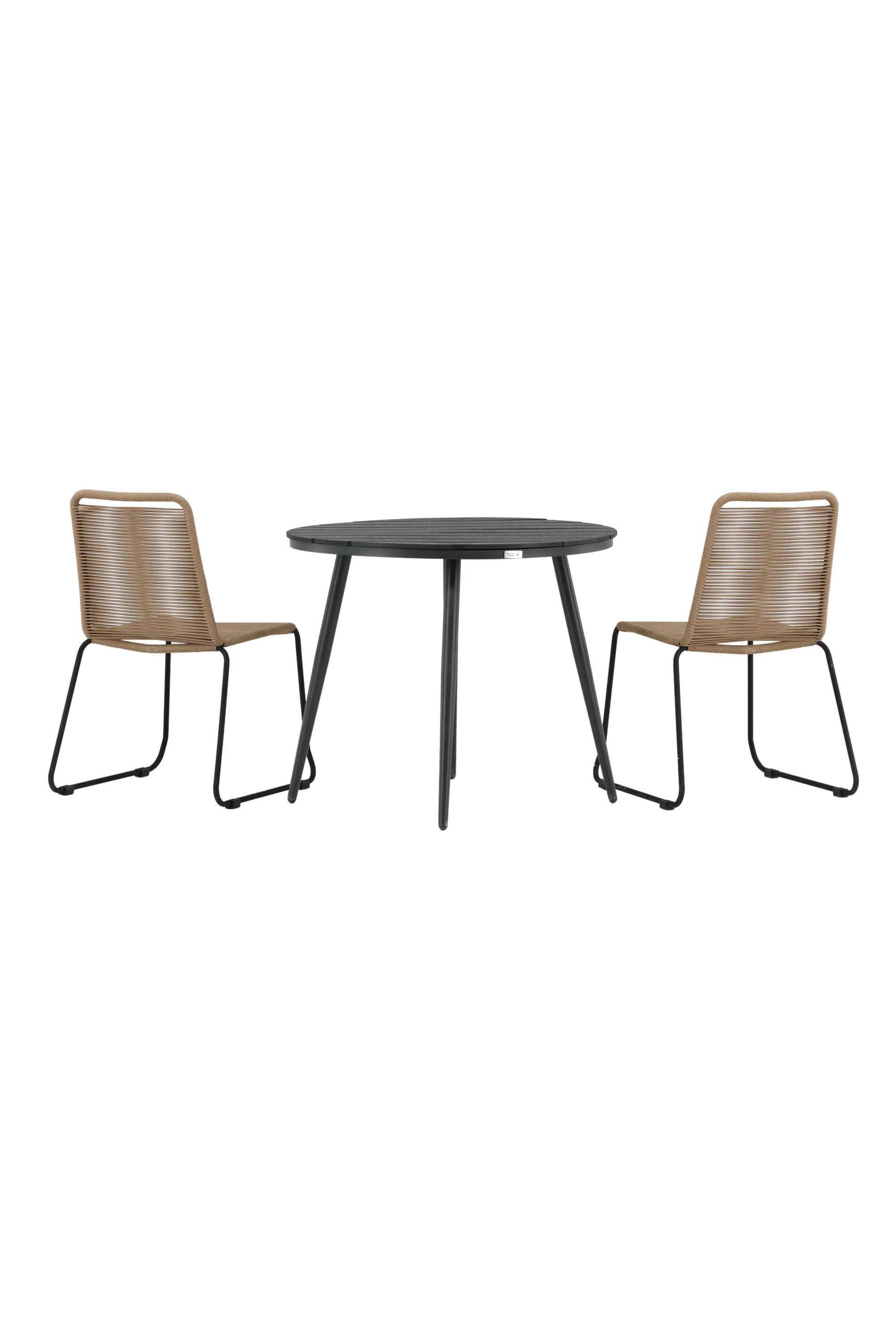 Break Outdoor-Tischset + Lindos Stack ⌀90cm/2St. in Schwarz / Latte präsentiert im Onlineshop von KAQTU Design AG. Gartentischset ist von Venture Home