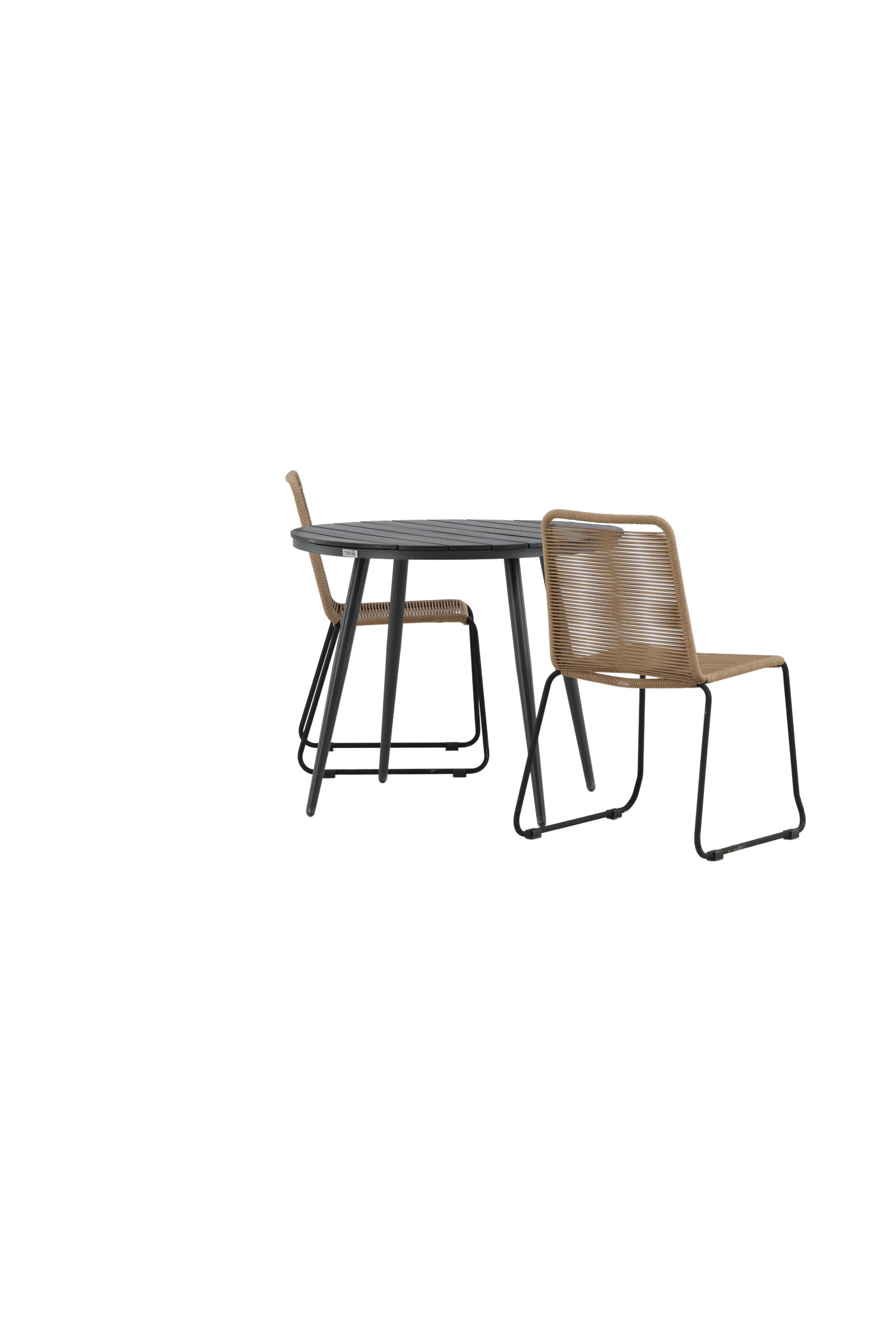 Break Outdoor-Tischset + Lindos Stack ⌀90cm/2St. in Schwarz / Latte präsentiert im Onlineshop von KAQTU Design AG. Gartentischset ist von Venture Home