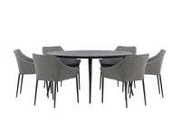 Spoga & Break Esszimmerstuhl 2er-Set Grau + Runder Esstisch ⌀150 Schwarz