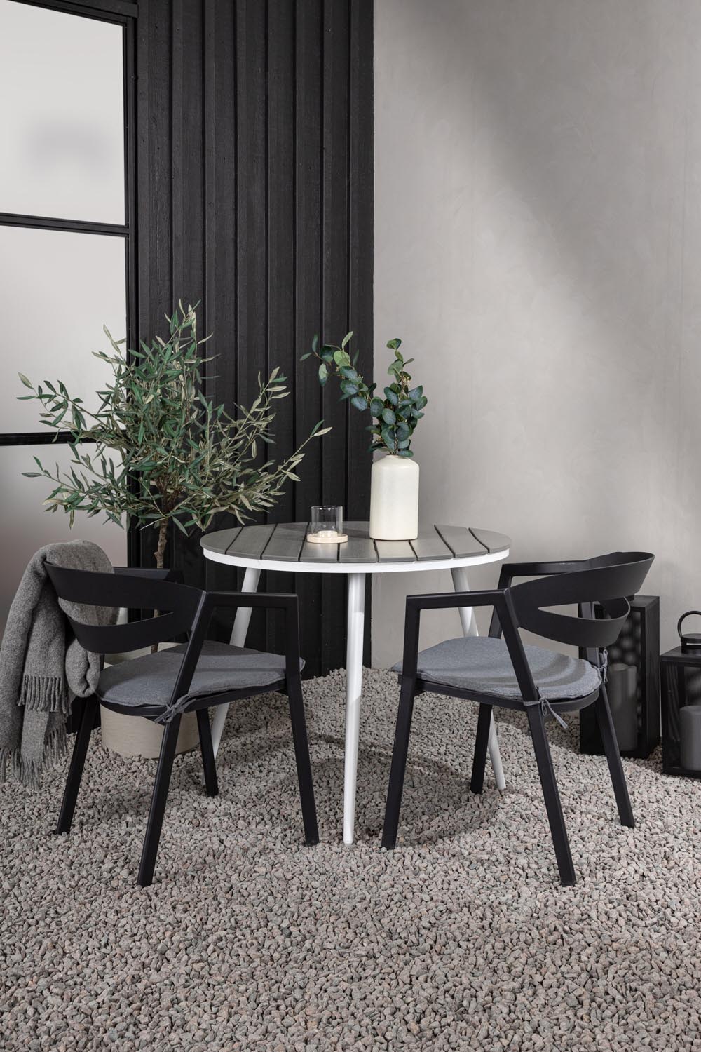 Break Outdoor-Tischset + Slit ⌀90cm/2St. in Weiss präsentiert im Onlineshop von KAQTU Design AG. Gartentischset ist von Venture Home