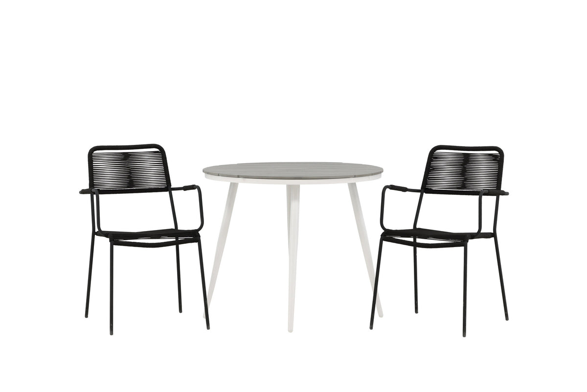Break Outdoor-Tischset + Lindos Arm ⌀90cm/2St. in Weiss präsentiert im Onlineshop von KAQTU Design AG. Gartentischset ist von Venture Home