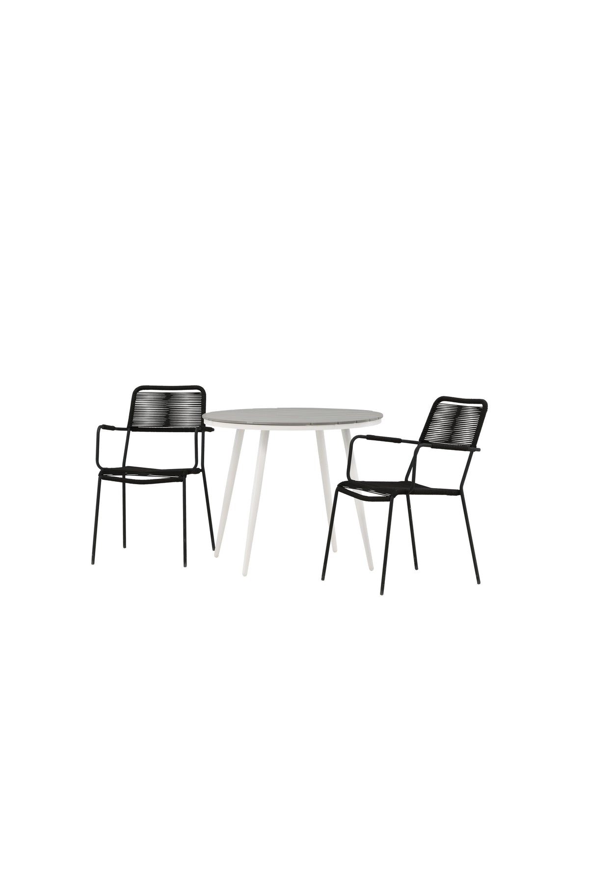 Break Outdoor-Tischset + Lindos Arm ⌀90cm/2St. in Weiss präsentiert im Onlineshop von KAQTU Design AG. Gartentischset ist von Venture Home