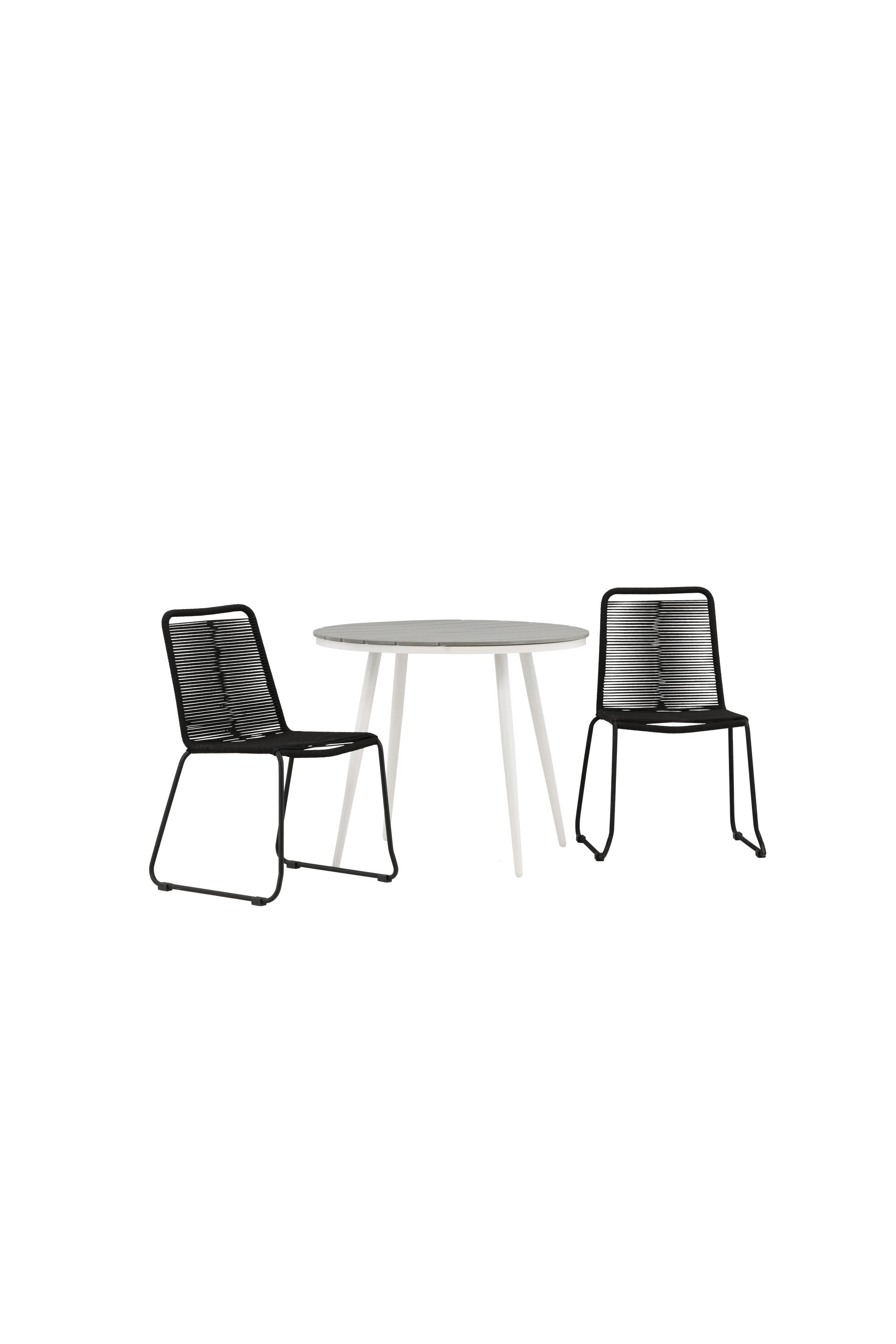 Break Outdoor-Tischset + Lindos Stack ⌀90cm/2St. in Weiss präsentiert im Onlineshop von KAQTU Design AG. Gartentischset ist von Venture Home