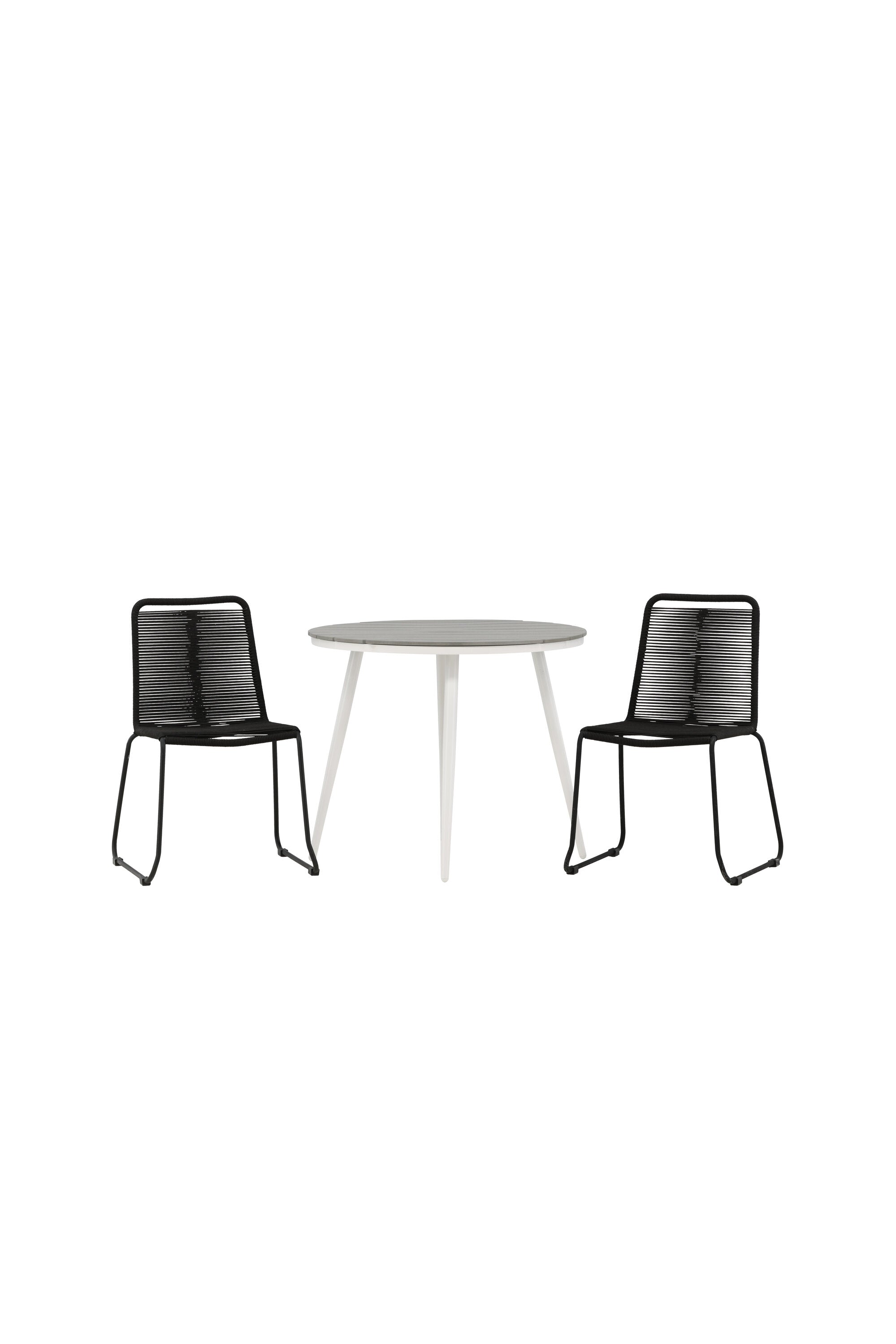 Break Outdoor-Tischset + Lindos Stack ⌀90cm/2St. in Weiss präsentiert im Onlineshop von KAQTU Design AG. Gartentischset ist von Venture Home
