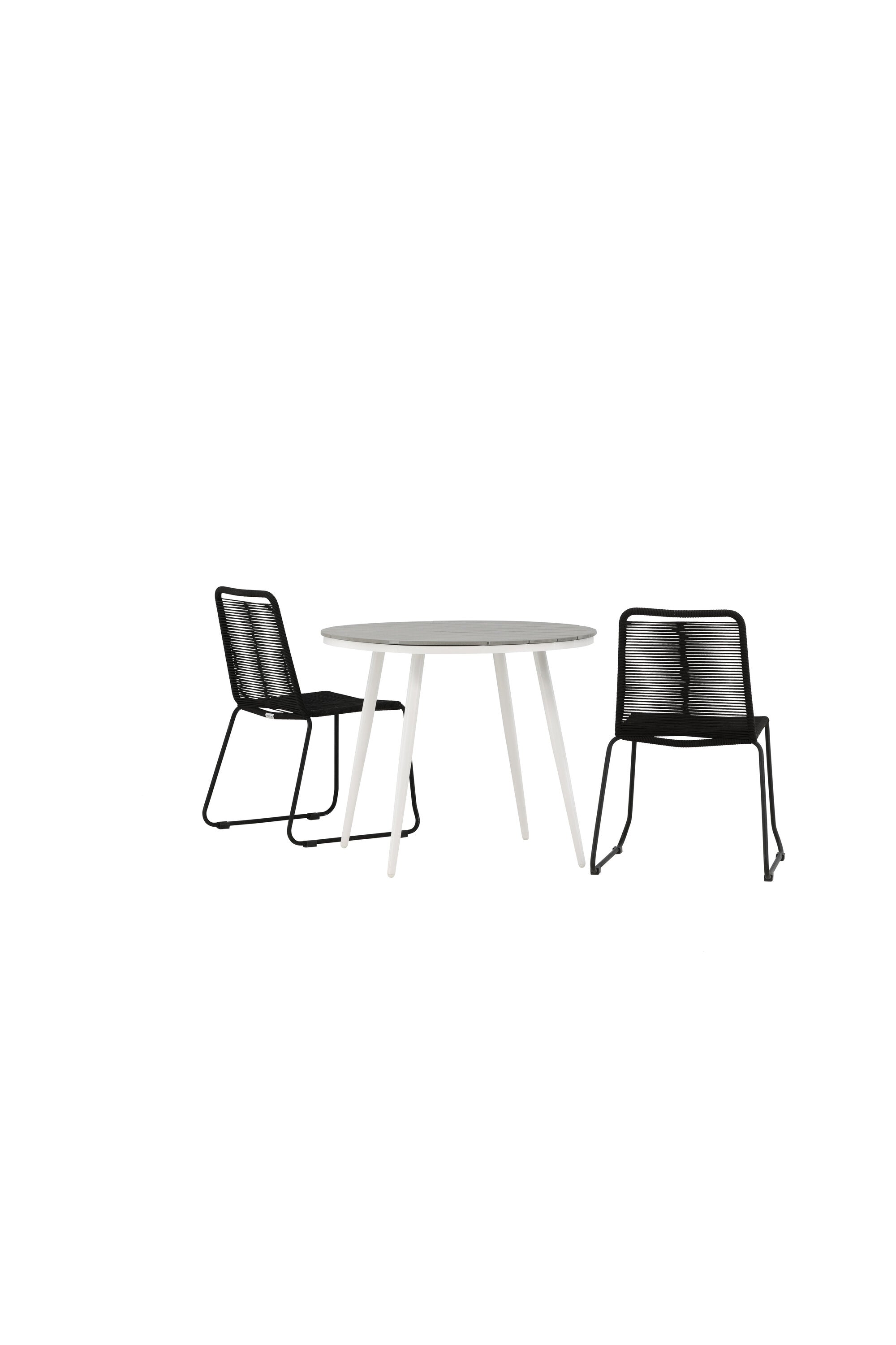 Break Outdoor-Tischset + Lindos Stack ⌀90cm/2St. in Weiss präsentiert im Onlineshop von KAQTU Design AG. Gartentischset ist von Venture Home