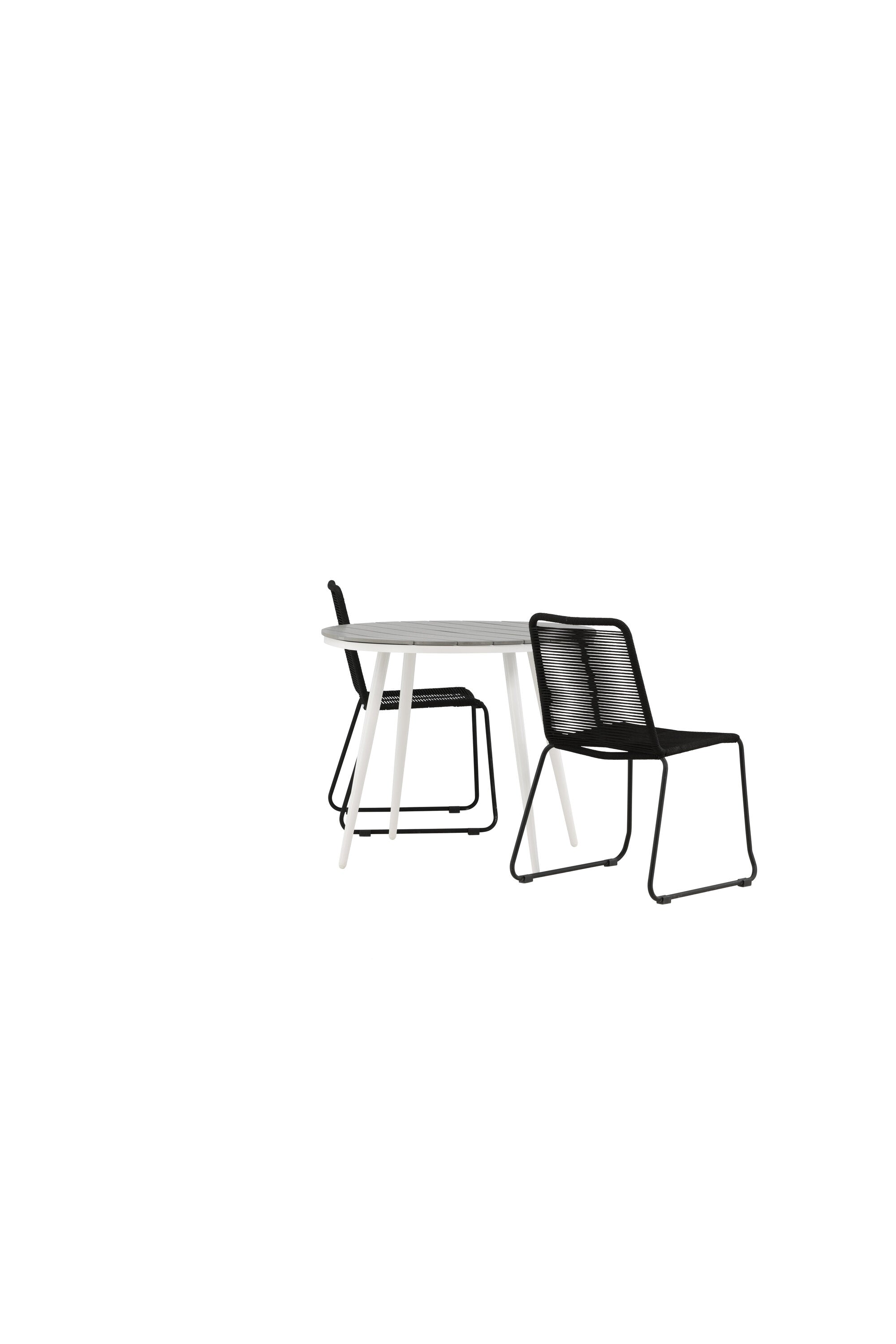 Break Outdoor-Tischset + Lindos Stack ⌀90cm/2St. in Weiss präsentiert im Onlineshop von KAQTU Design AG. Gartentischset ist von Venture Home