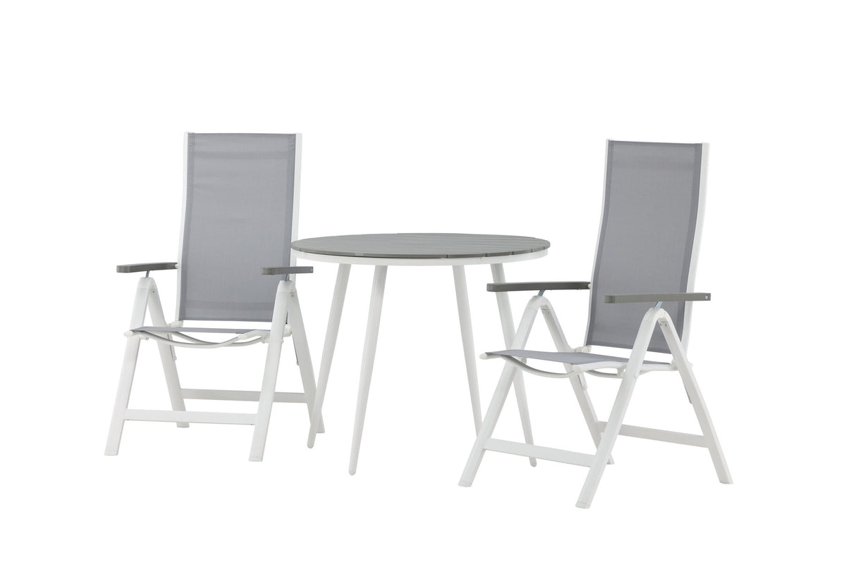 Break Outdoor-Tischset + Albany ⌀90cm/2St. in Weiss präsentiert im Onlineshop von KAQTU Design AG. Gartentischset ist von Venture Home