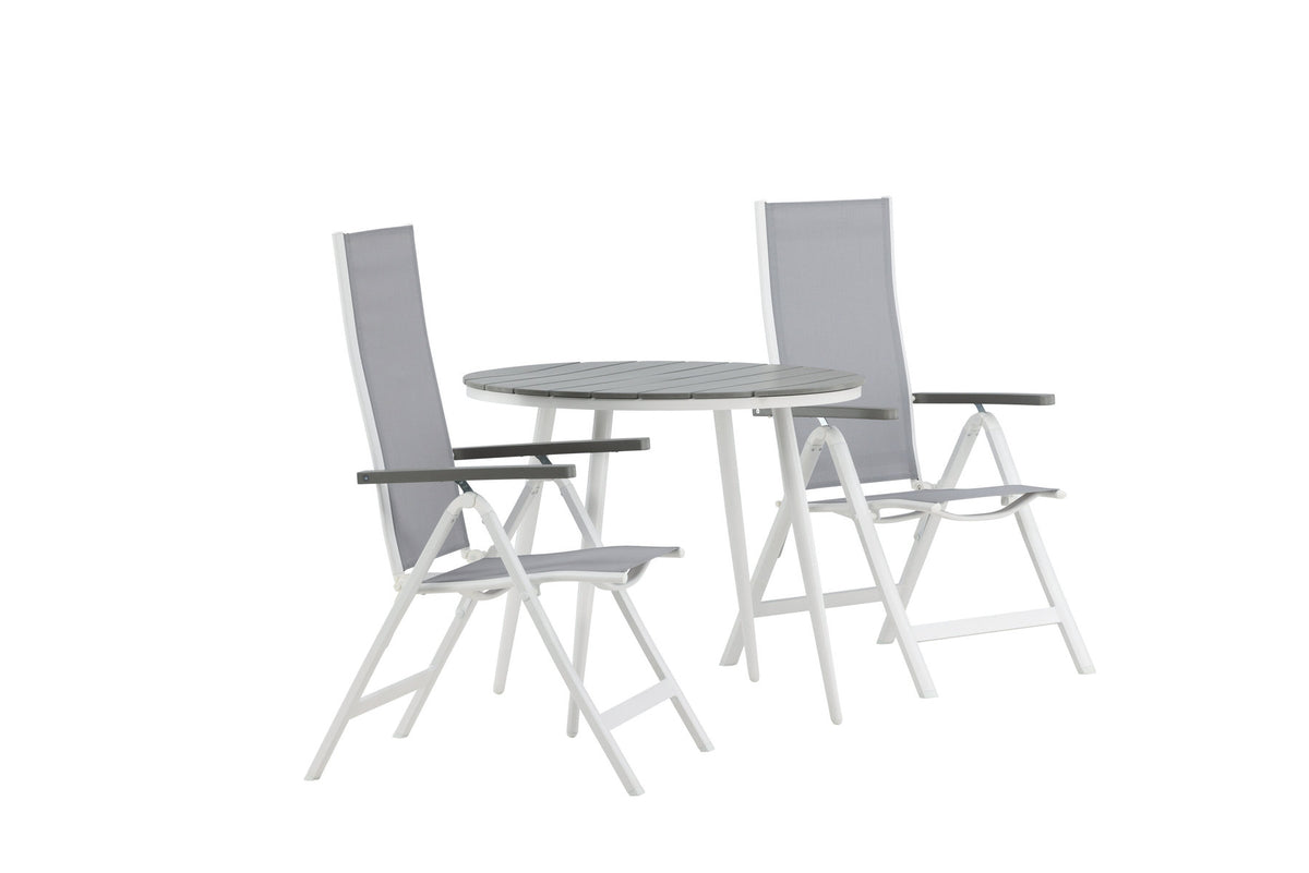 Break Outdoor-Tischset + Albany ⌀90cm/2St. in Weiss präsentiert im Onlineshop von KAQTU Design AG. Gartentischset ist von Venture Home