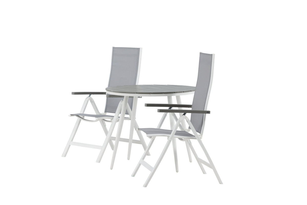 Break Outdoor-Tischset + Albany ⌀90cm/2St. in Weiss präsentiert im Onlineshop von KAQTU Design AG. Gartentischset ist von Venture Home
