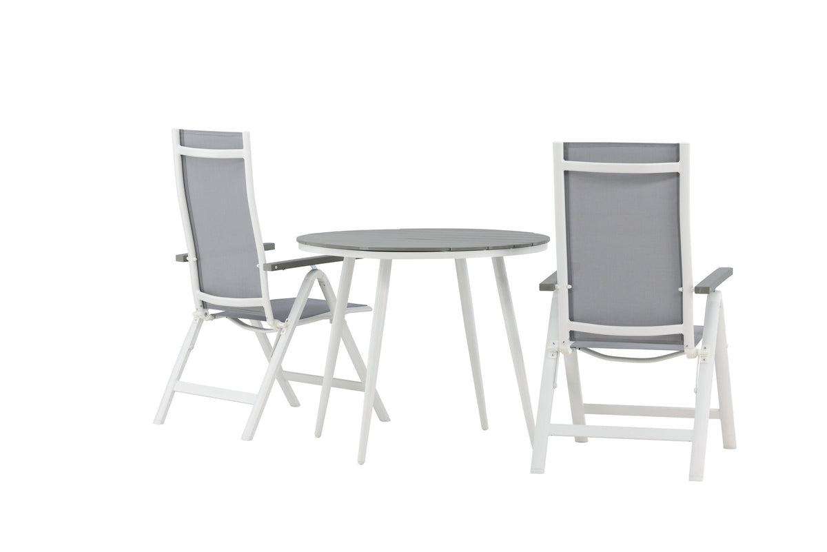 Break Outdoor-Tischset + Albany ⌀90cm/2St. in Weiss präsentiert im Onlineshop von KAQTU Design AG. Gartentischset ist von Venture Home