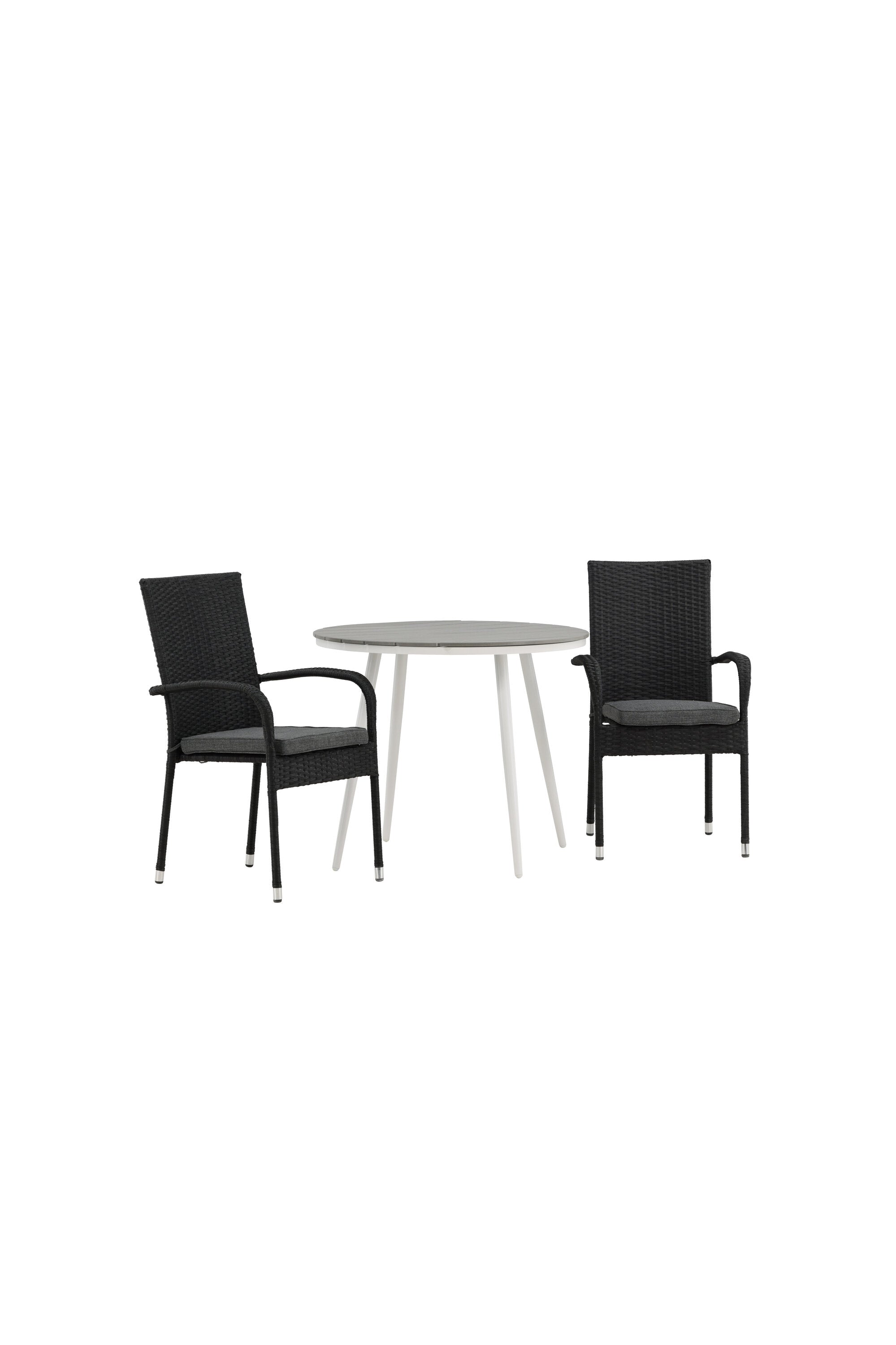 Break Outdoor-Tischset + Anna ⌀90cm/2St. in Weiss / Grau präsentiert im Onlineshop von KAQTU Design AG. Gartentischset ist von Venture Home