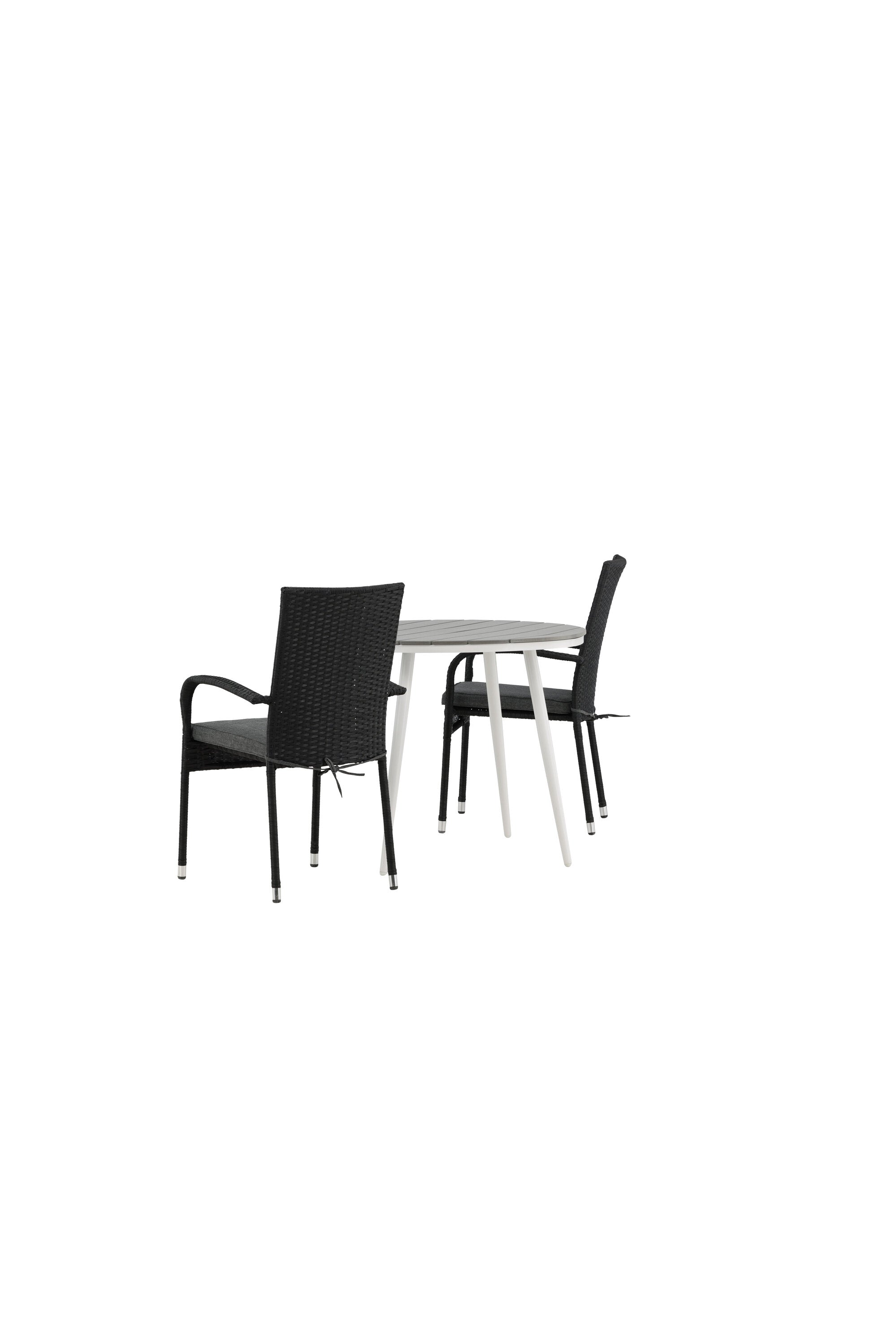 Break Outdoor-Tischset + Anna ⌀90cm/2St. in Weiss / Grau präsentiert im Onlineshop von KAQTU Design AG. Gartentischset ist von Venture Home