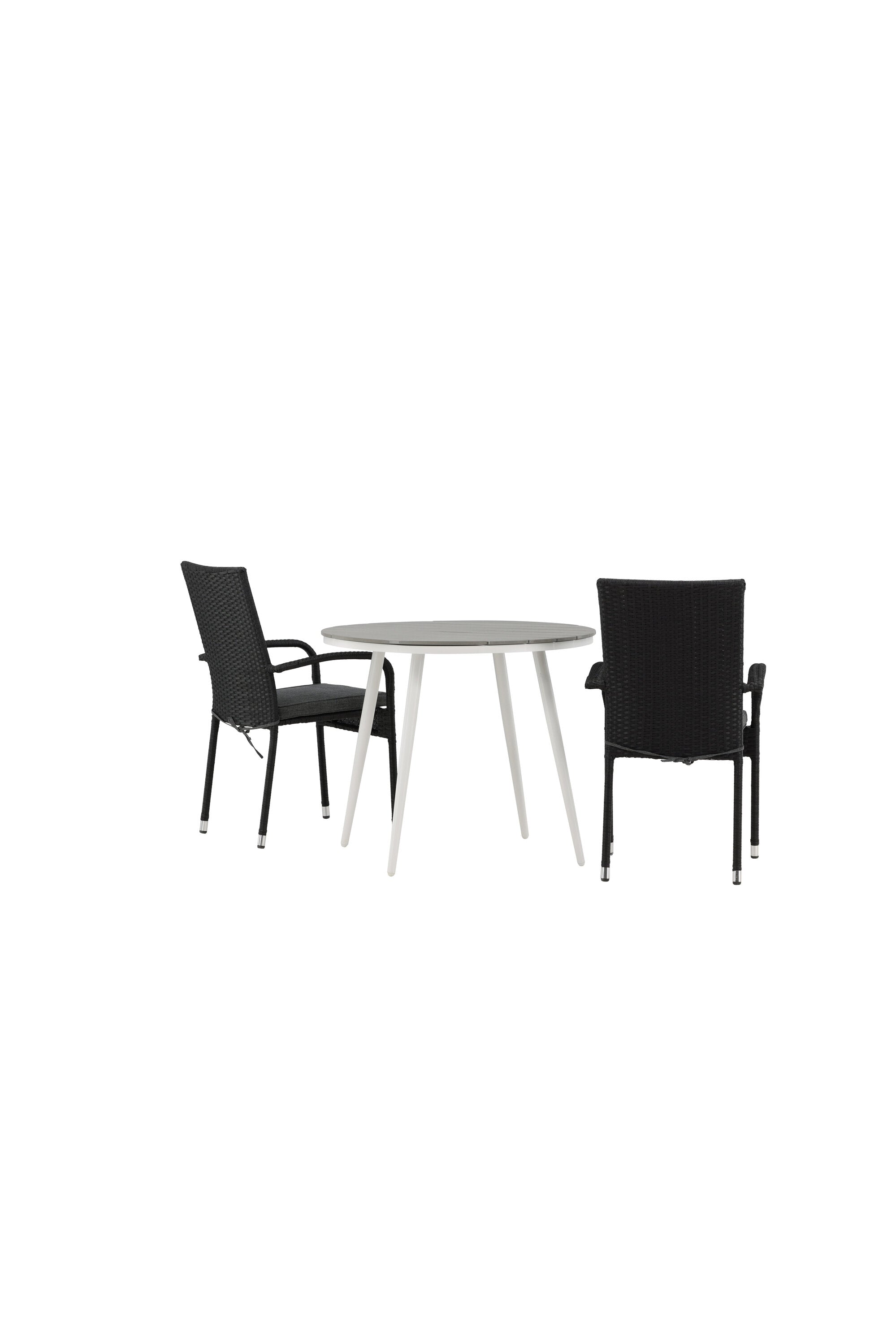 Break Outdoor-Tischset + Anna ⌀90cm/2St. in Weiss / Grau präsentiert im Onlineshop von KAQTU Design AG. Gartentischset ist von Venture Home