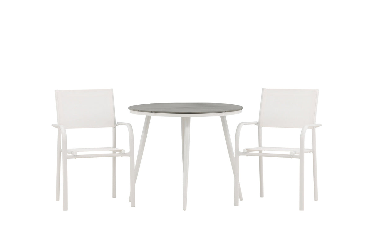 Break Outdoor-Tischset + Santorini ⌀90cm/2St. in Weiss präsentiert im Onlineshop von KAQTU Design AG. Gartentischset ist von Venture Home