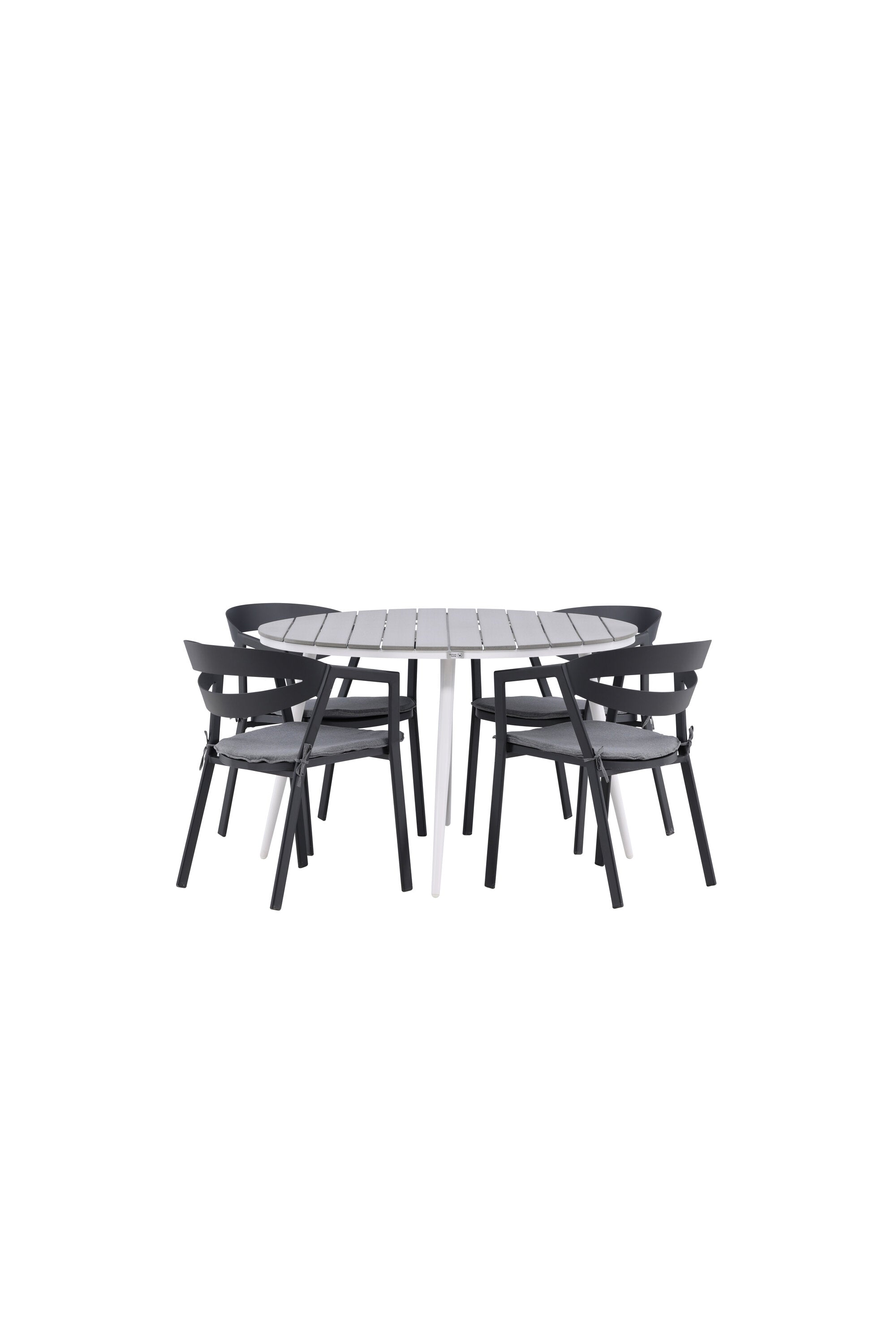 Break Outdoor-Tischset + Slit ⌀120cm/4St. in Weiss präsentiert im Onlineshop von KAQTU Design AG. Gartentischset ist von Venture Home