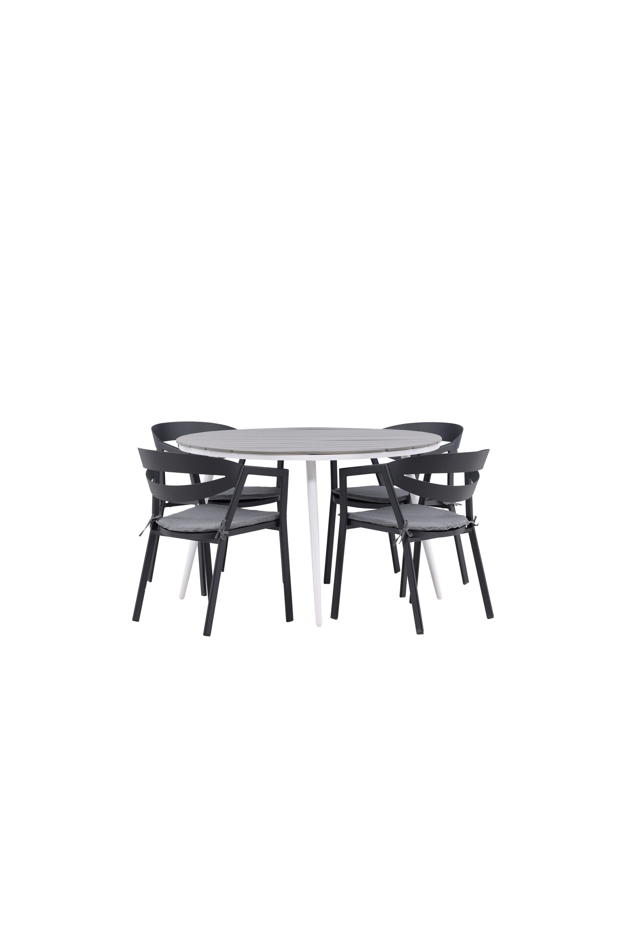 Break Outdoor-Tischset + Slit ⌀120cm/4St. in Weiss präsentiert im Onlineshop von KAQTU Design AG. Gartentischset ist von Venture Home