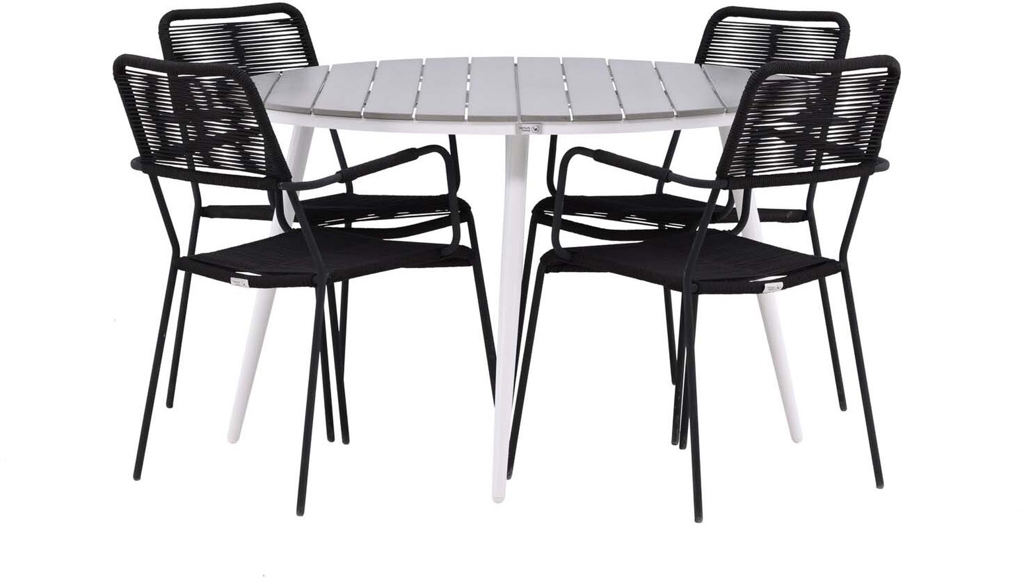 Entdecken Sie das Break Outdoor-Tischset + Lindos Arm von Venture Home. Stilvoll, wetterbeständig und ideal für unvergessliche Sommermomente.