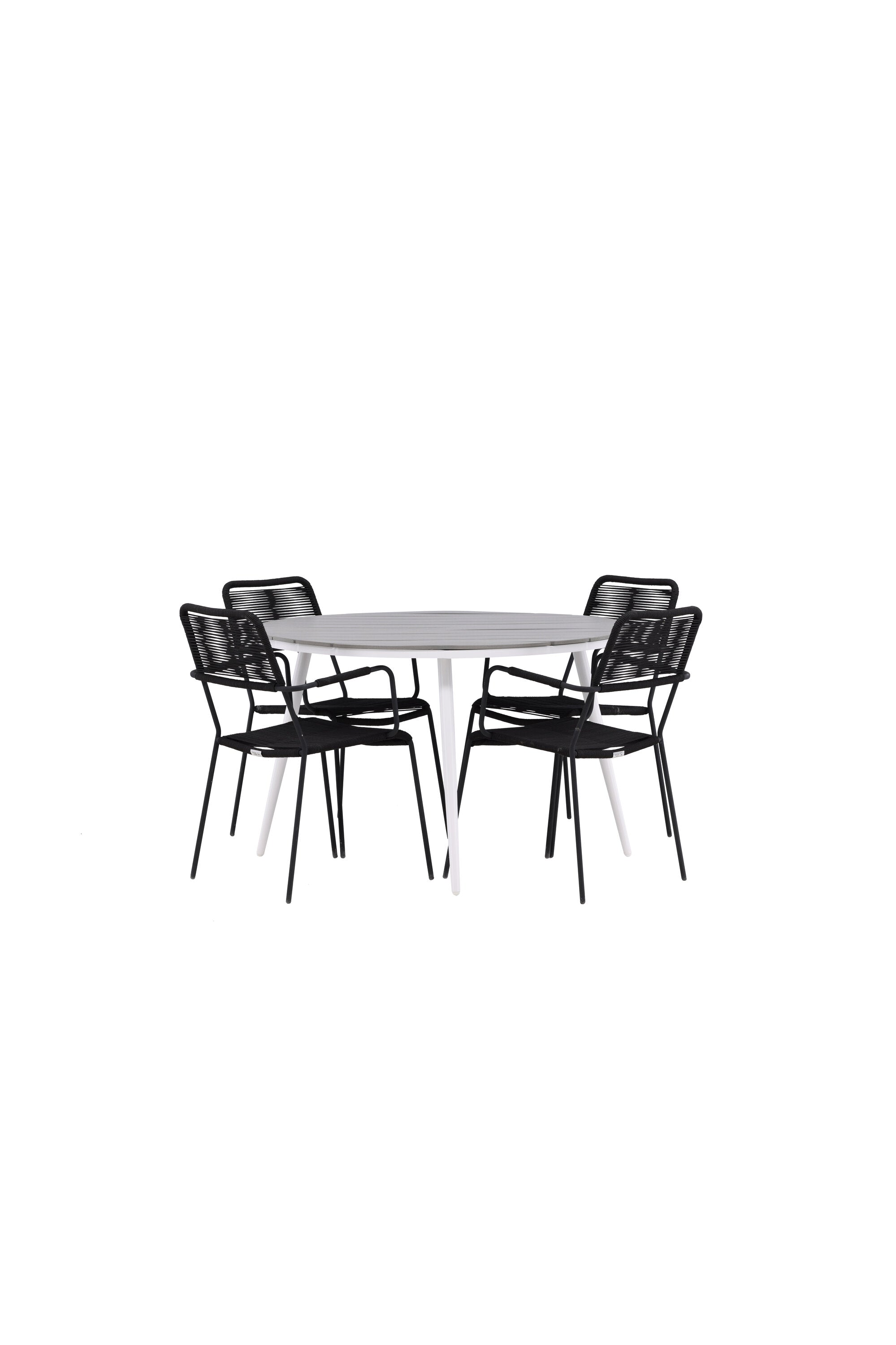 Break Outdoor-Tischset + Lindos Arm ⌀120cm/4St. in Weiss präsentiert im Onlineshop von KAQTU Design AG. Gartentischset ist von Venture Home