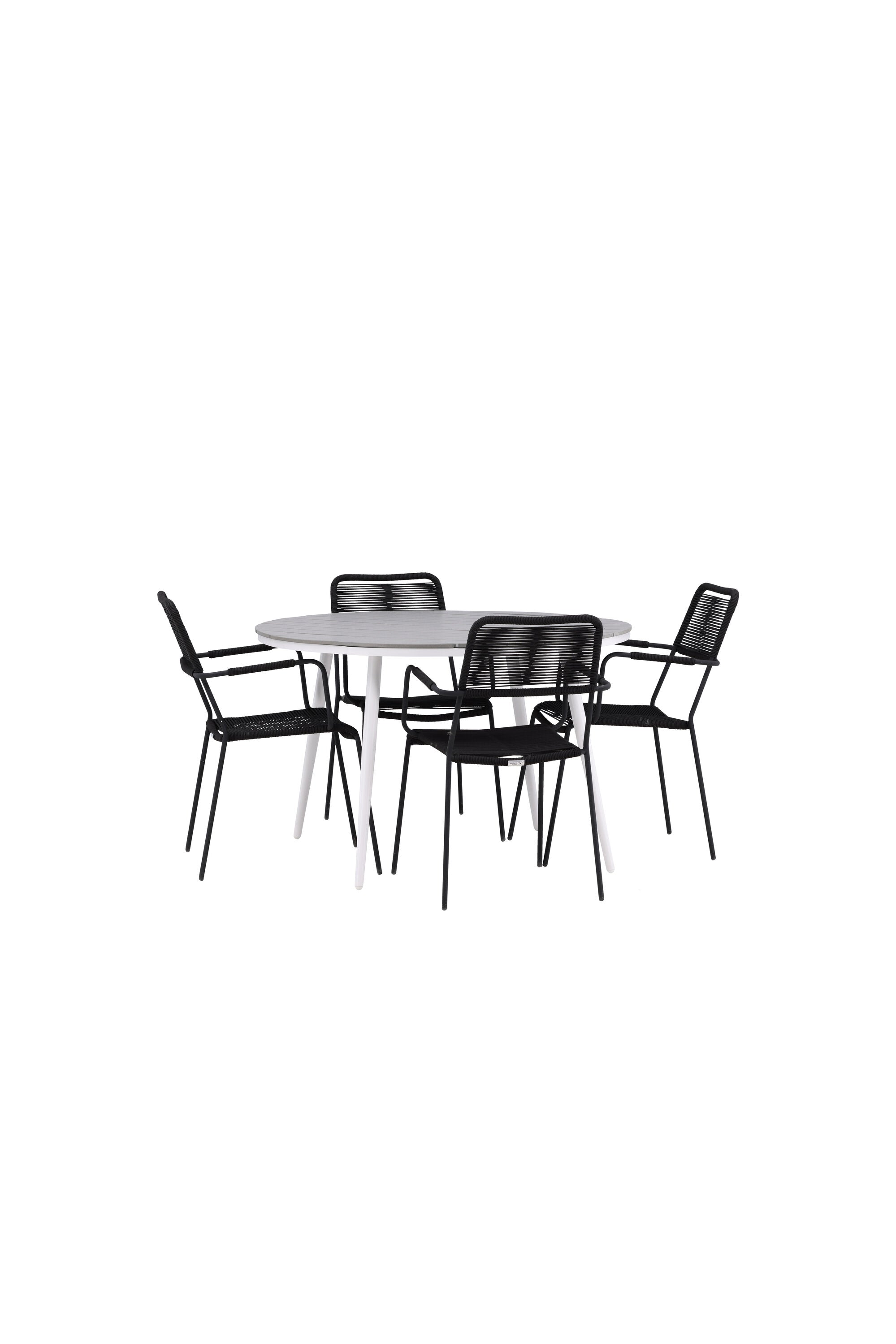 Break Outdoor-Tischset + Lindos Arm ⌀120cm/4St. in Weiss präsentiert im Onlineshop von KAQTU Design AG. Gartentischset ist von Venture Home