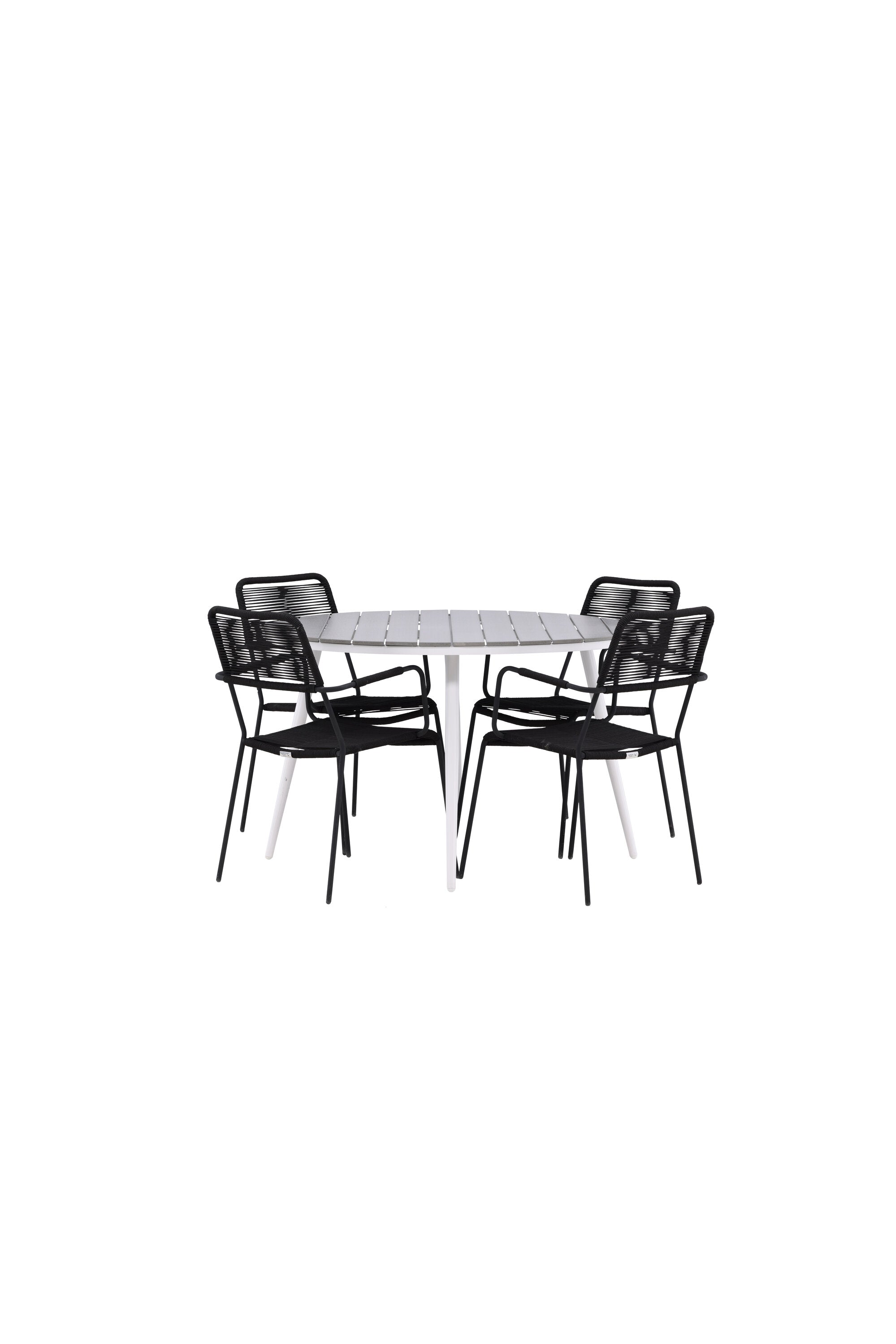 Break Outdoor-Tischset + Lindos Arm ⌀120cm/4St. in Weiss präsentiert im Onlineshop von KAQTU Design AG. Gartentischset ist von Venture Home