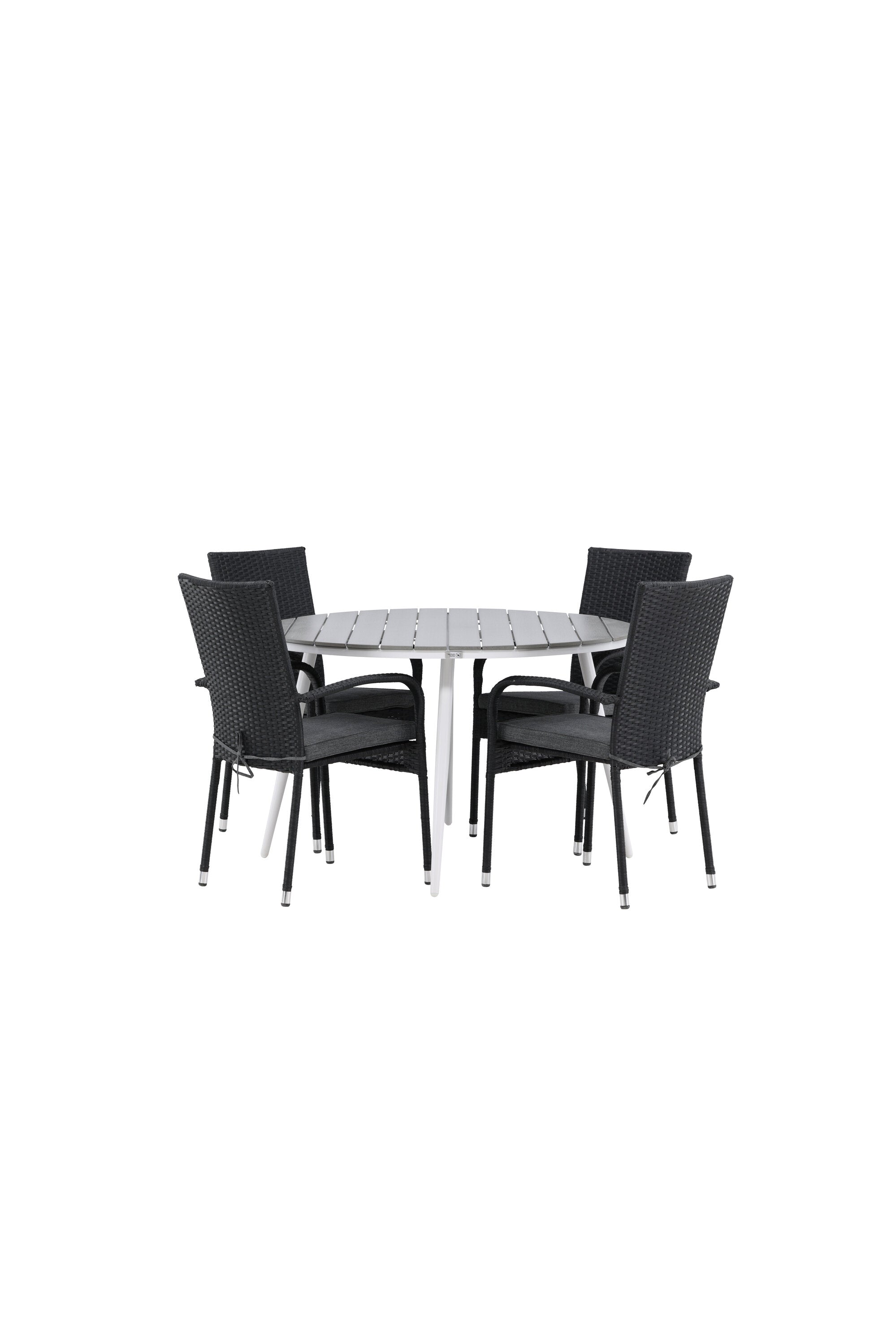 Break Outdoor-Tischset + Anna ⌀120cm/4St. in Weiss/Grau präsentiert im Onlineshop von KAQTU Design AG. Gartentischset ist von Venture Home