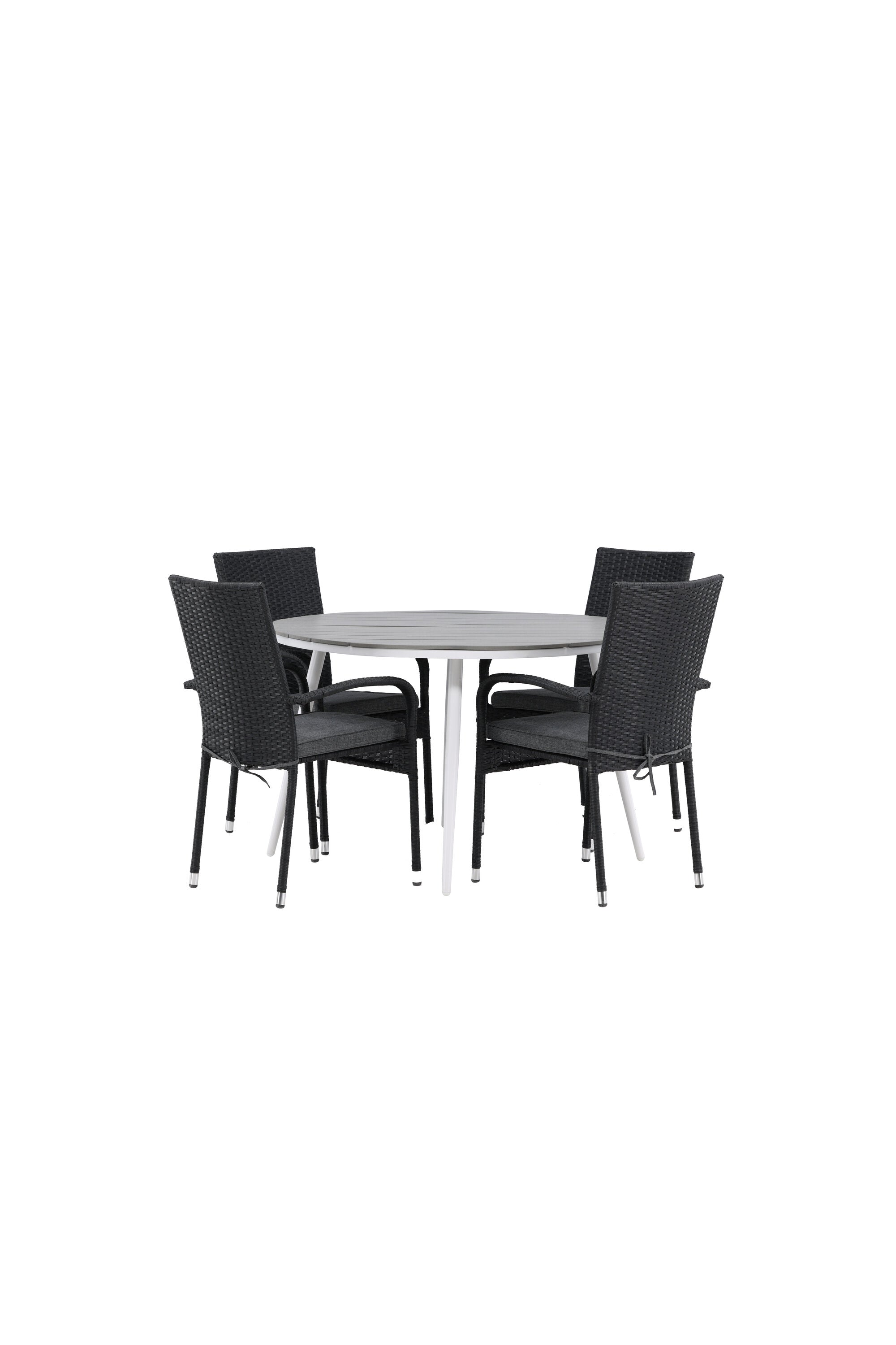 Break Outdoor-Tischset + Anna ⌀120cm/4St. in Weiss/Grau präsentiert im Onlineshop von KAQTU Design AG. Gartentischset ist von Venture Home
