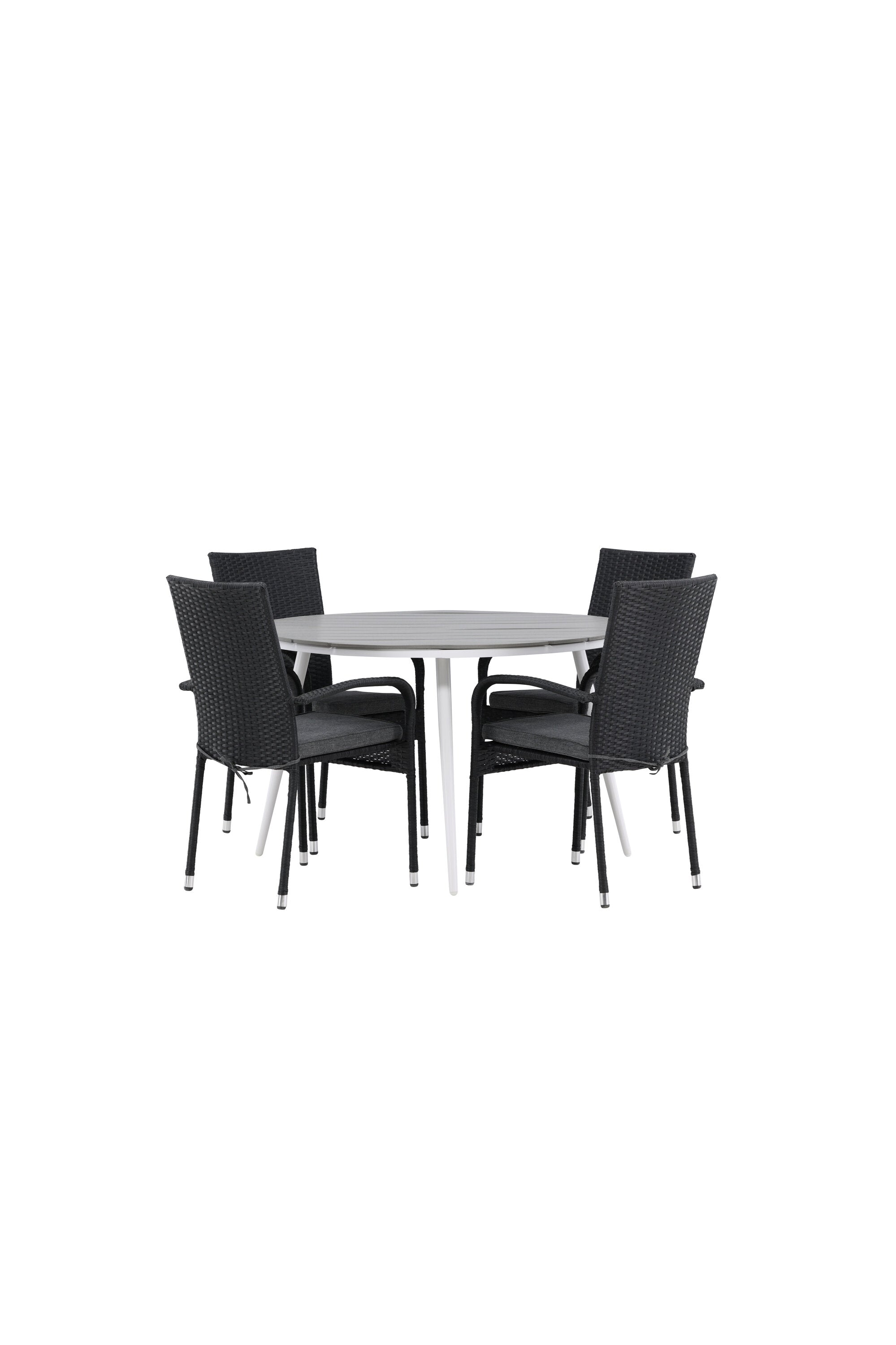Break Outdoor-Tischset + Anna ⌀120cm/4St. in Weiss/Grau präsentiert im Onlineshop von KAQTU Design AG. Gartentischset ist von Venture Home