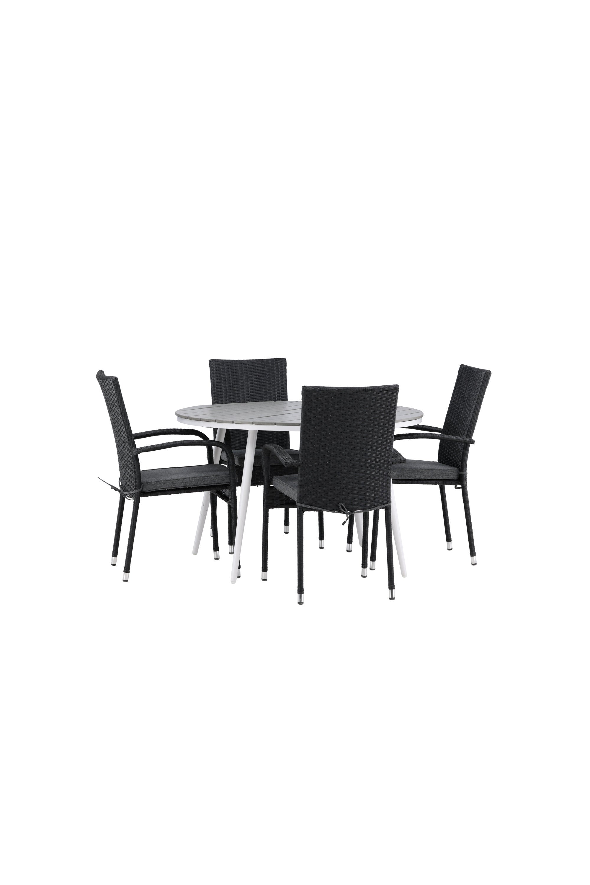Break Outdoor-Tischset + Anna ⌀120cm/4St. in Weiss/Grau präsentiert im Onlineshop von KAQTU Design AG. Gartentischset ist von Venture Home