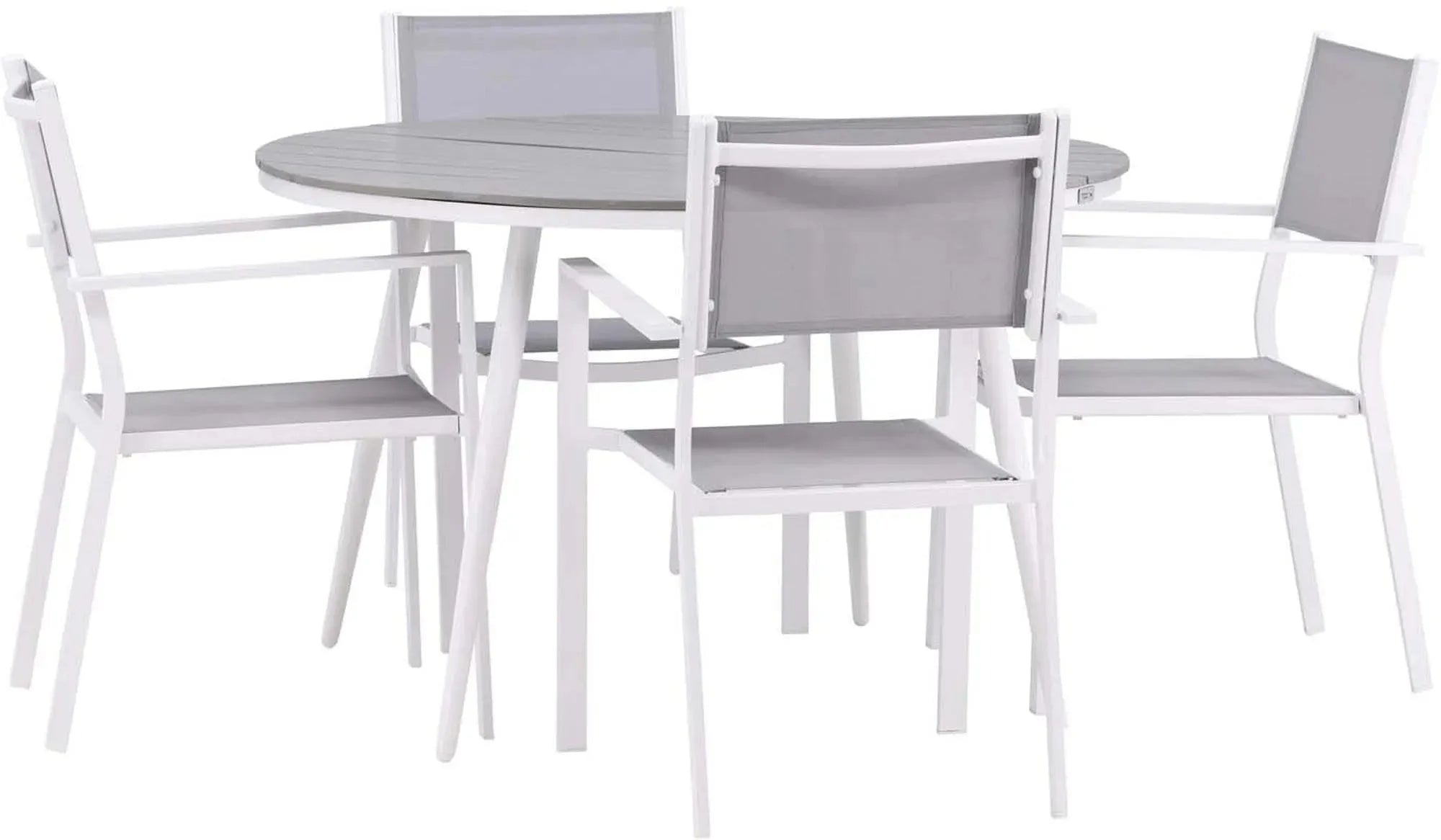 Robustes Tischset für 4, ideal für stilvolle Outdoor-Dinner.