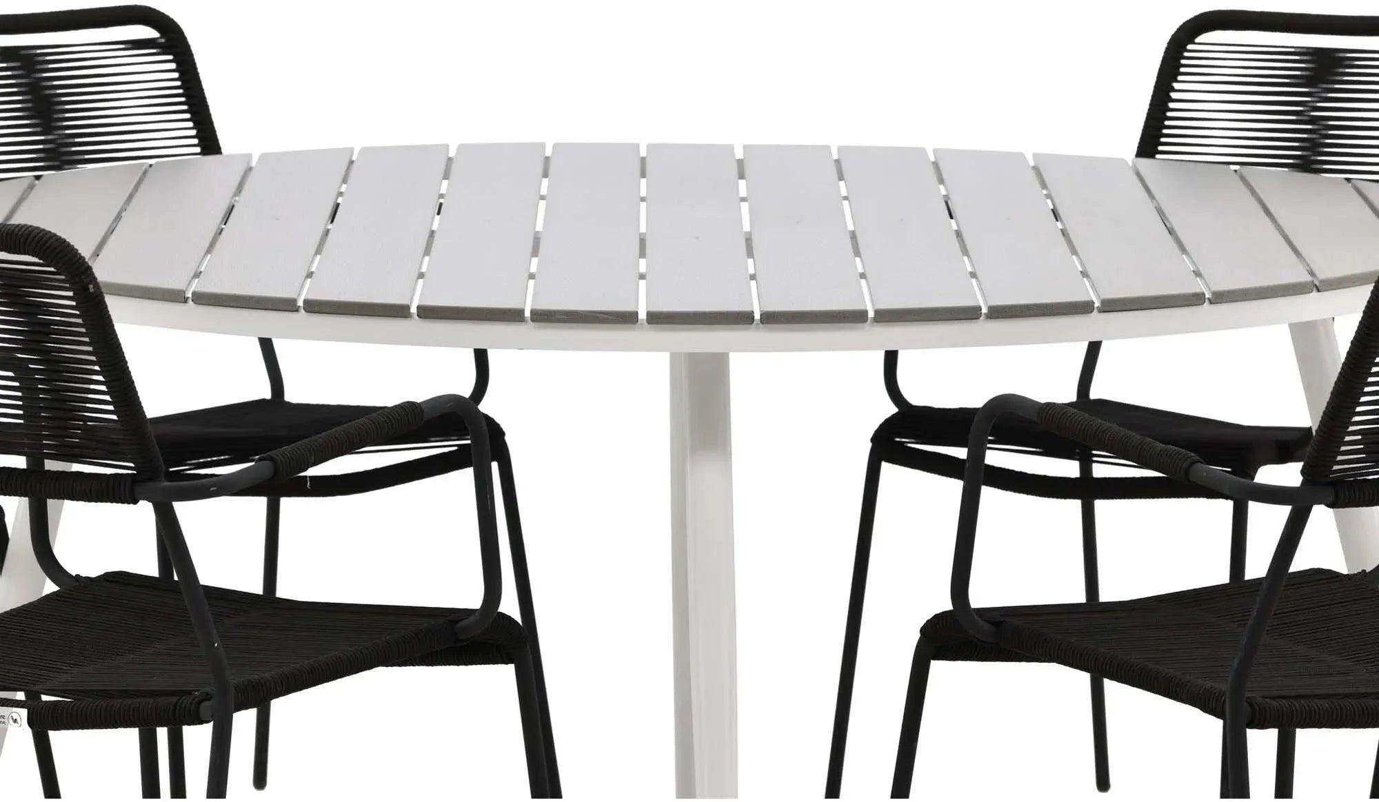 Elegantes Break Tischset mit Lindos Stühlen für moderne Terrassen.
