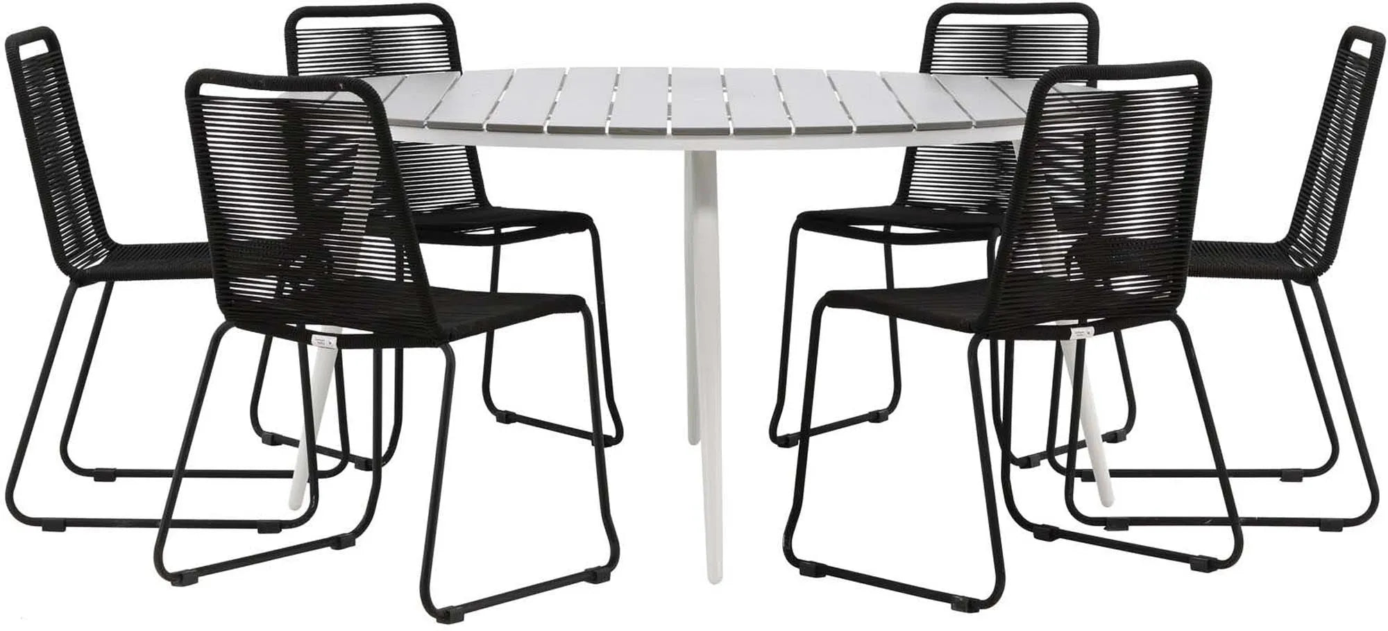 Elegantes Outdoor-Tischset mit 4 Stühlen, ideal für große Terrassen.