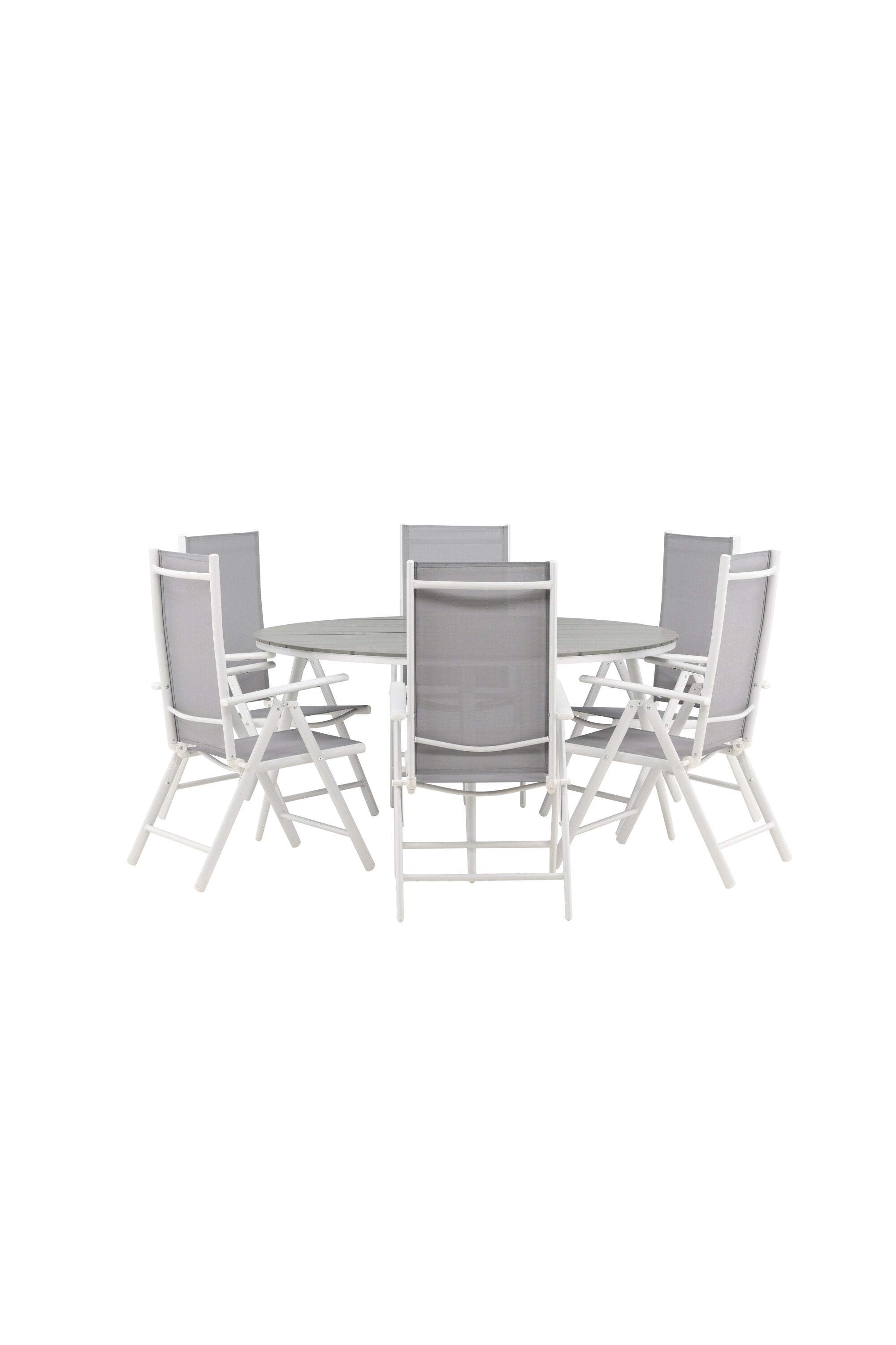 Break Outdoor-Tischset ⌀150cm/6St. in Weiss präsentiert im Onlineshop von KAQTU Design AG. Gartentischset ist von Venture Home