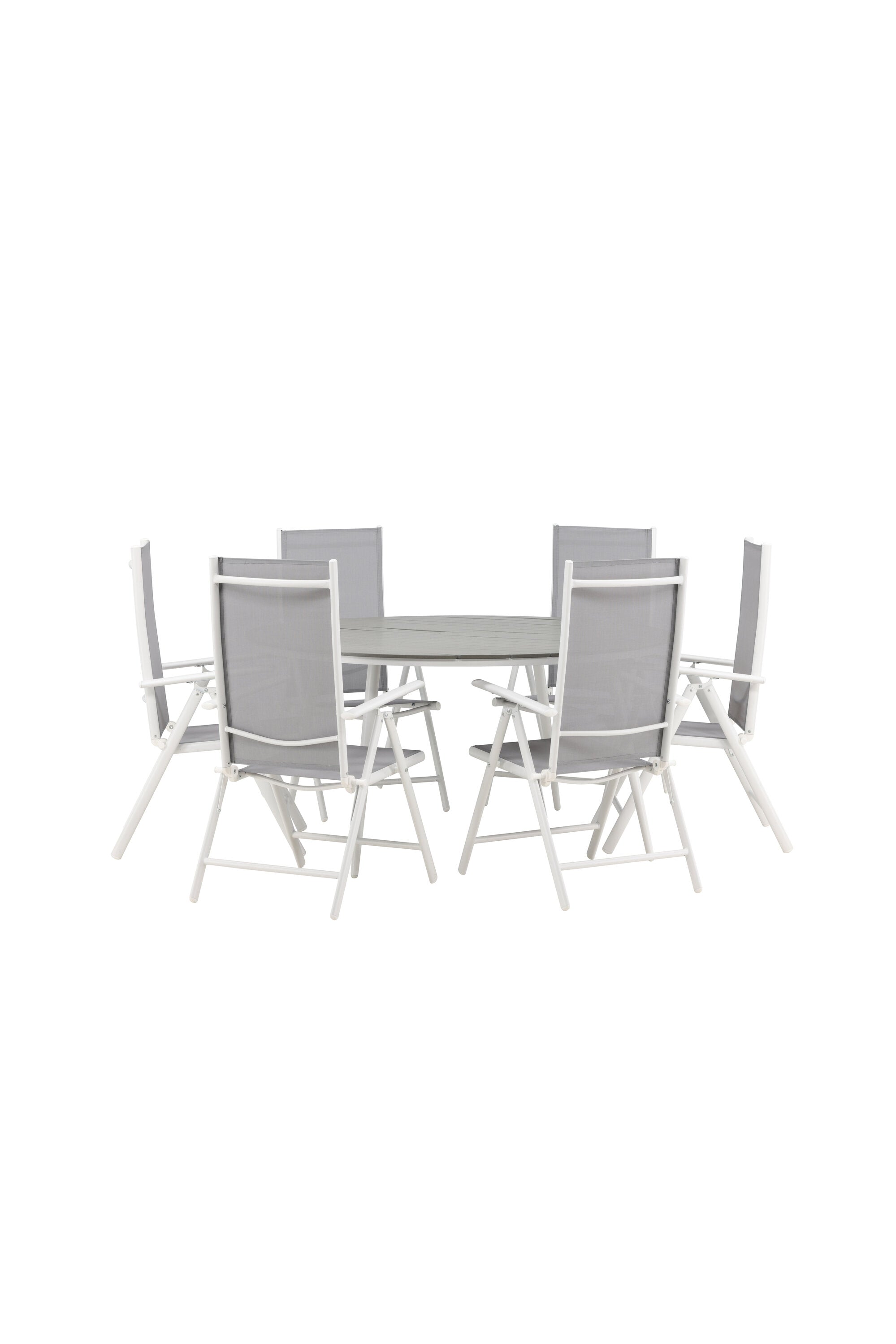 Break Outdoor-Tischset ⌀150cm/6St. in Weiss präsentiert im Onlineshop von KAQTU Design AG. Gartentischset ist von Venture Home