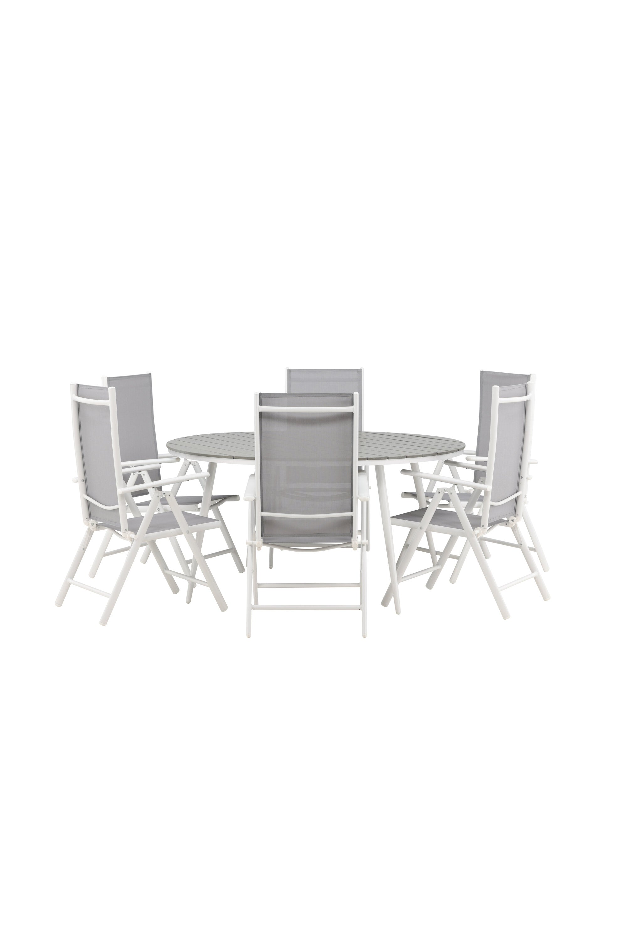 Break Outdoor-Tischset ⌀150cm/6St. in Weiss präsentiert im Onlineshop von KAQTU Design AG. Gartentischset ist von Venture Home