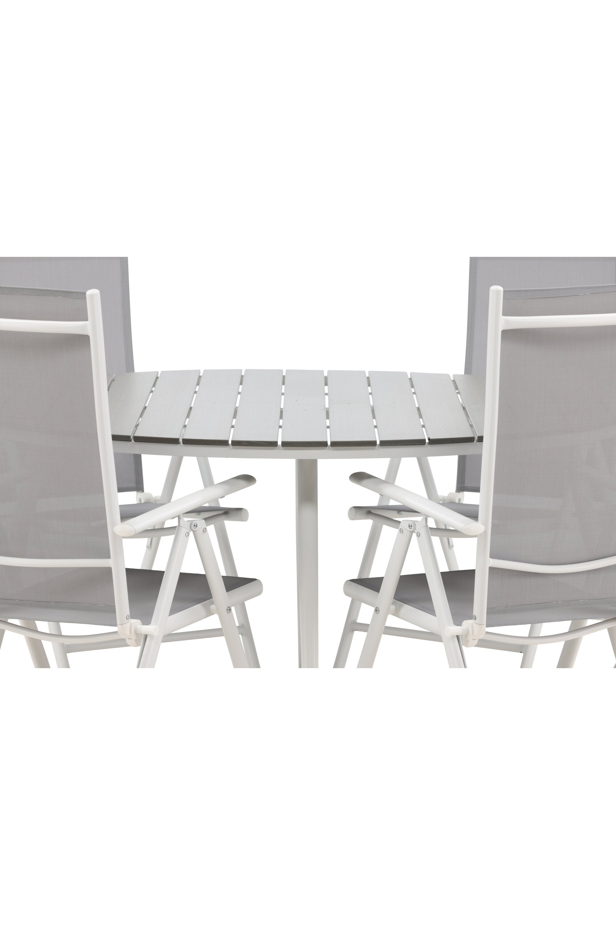 Break Outdoor-Tischset ⌀150cm/6St. in Weiss präsentiert im Onlineshop von KAQTU Design AG. Gartentischset ist von Venture Home